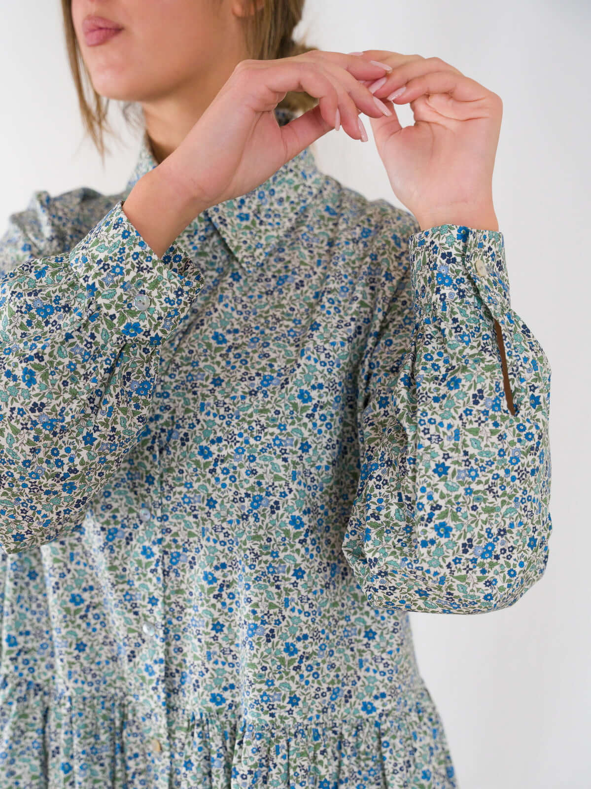 Sofia Dress in Blue Crepe de Chine