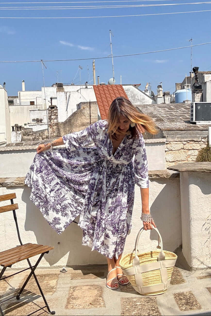 Abito Sofia stampa in Toile de Jouy