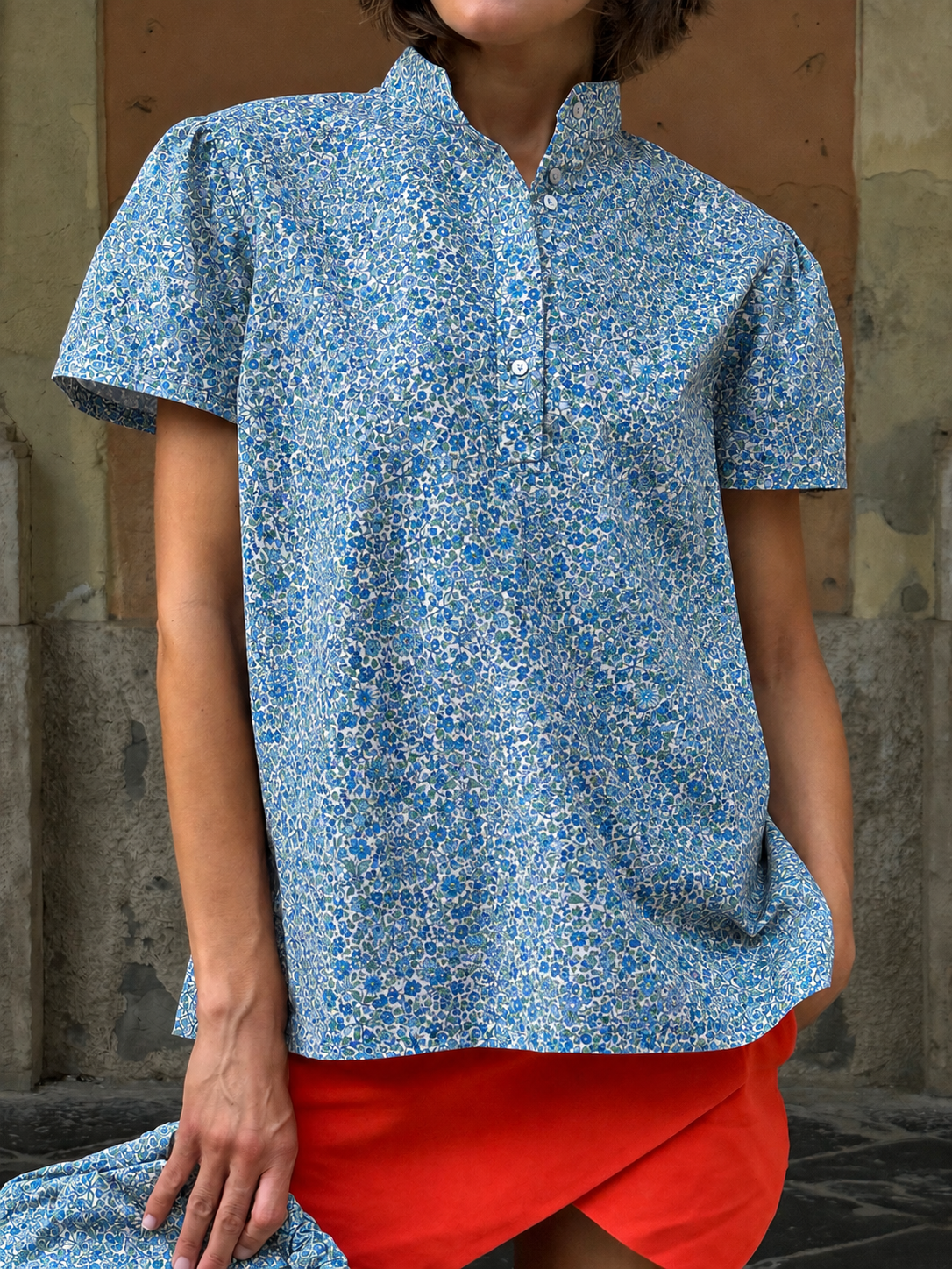 Calla – Camicia in Cotone Liberty manica corta