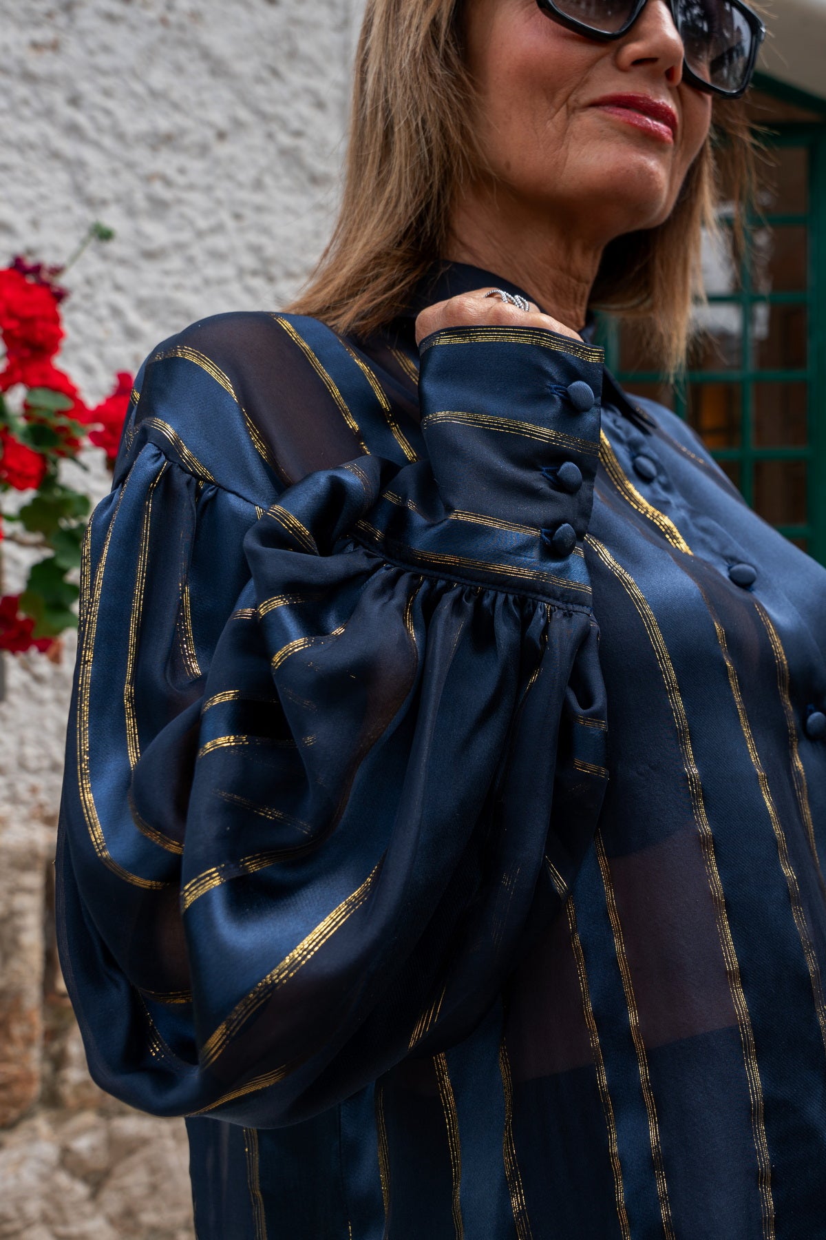 Camicia Ale in Raso di Seta blu