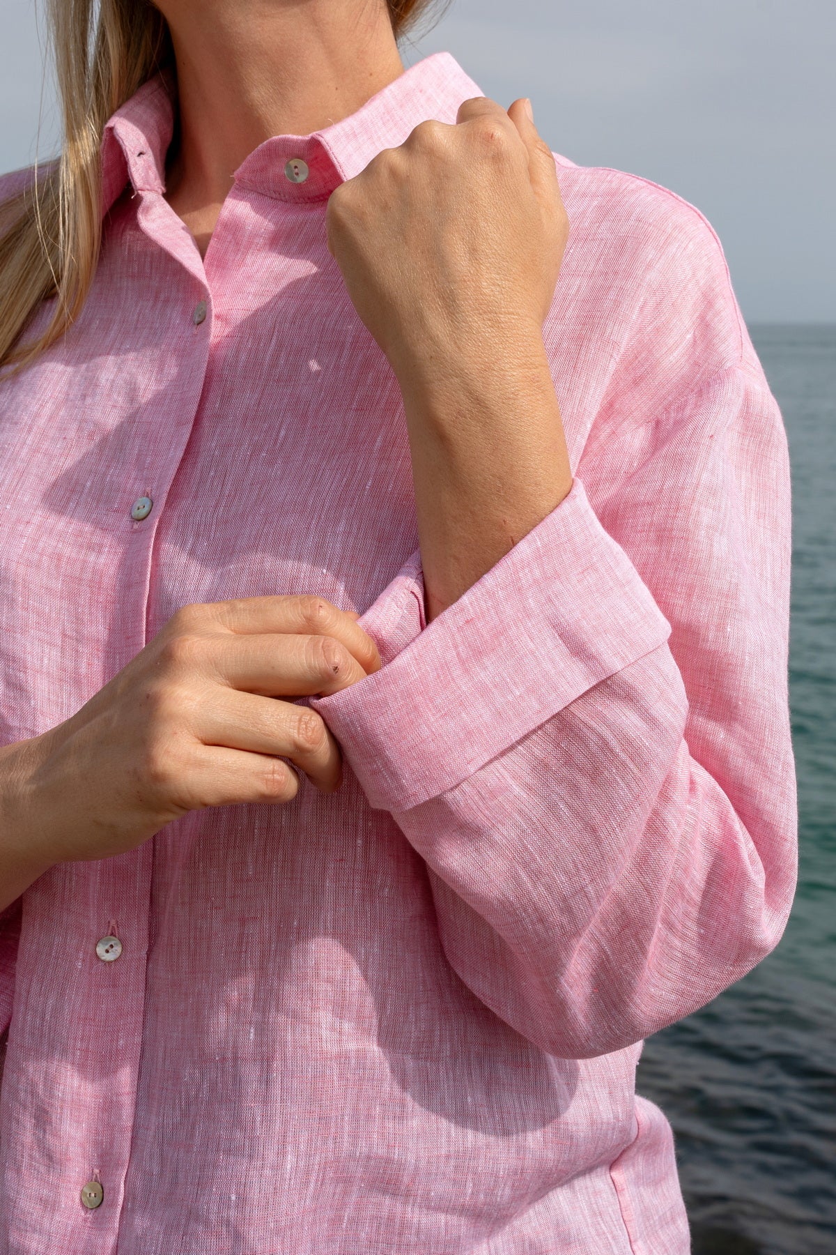 Camicia Capri in lino rosa