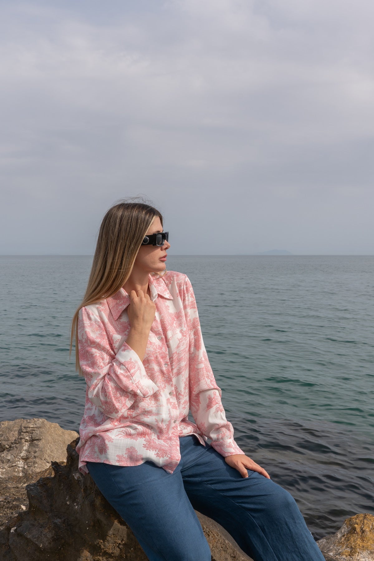 Camicia Elisabeth in Toile de Jouy rosa