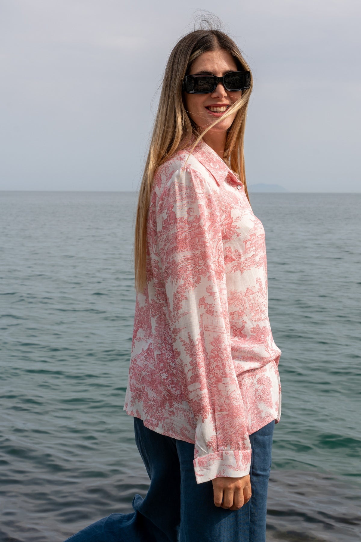 Camicia Elisabeth in Toile de Jouy rosa