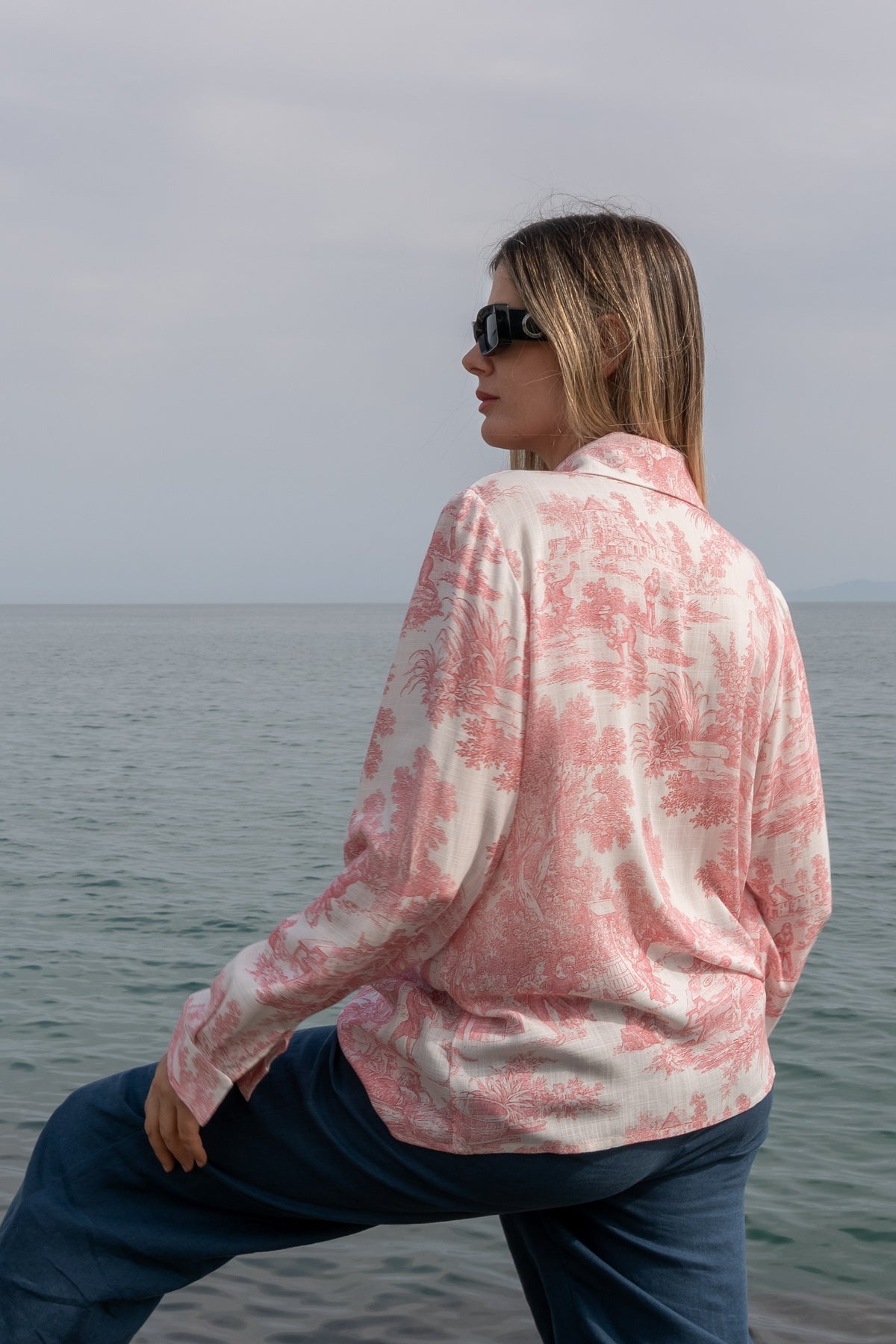 Camicia Elisabeth in Toile de Jouy rosa