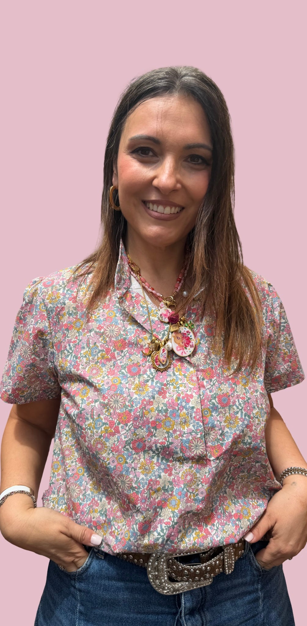 Calla – Camicia in Cotone Liberty manica corta