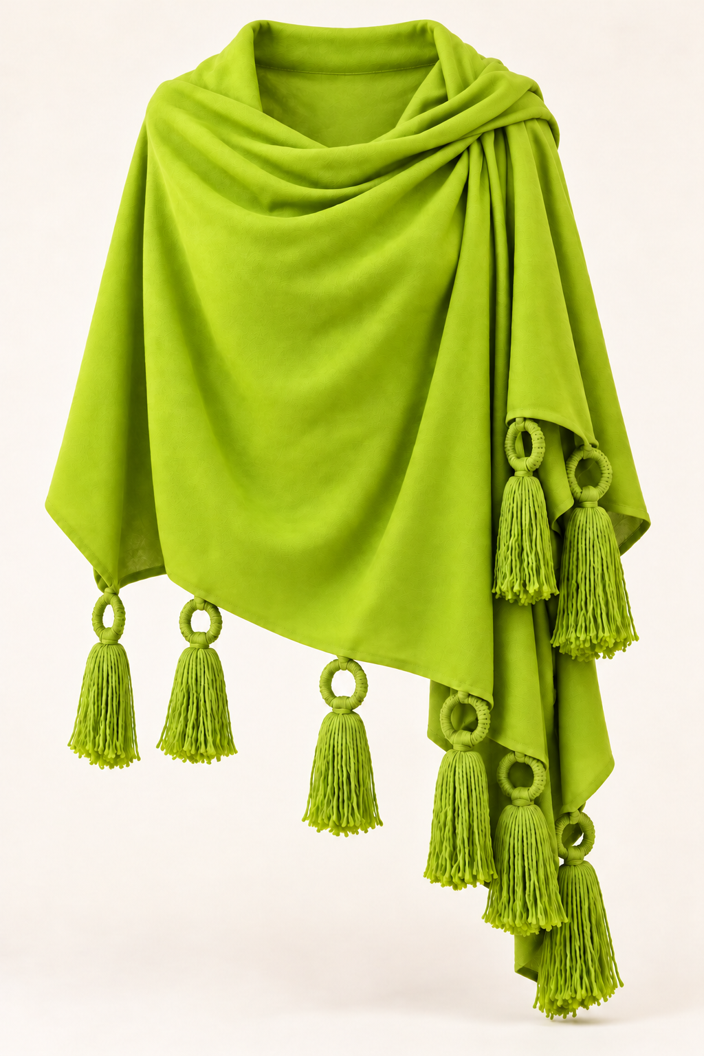 Scialle Verde con Nappine | Eleganza e Stile Donna