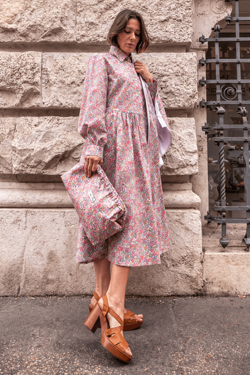 Abito Sofia in tessuto Liberty Fiori rosa |Floralia