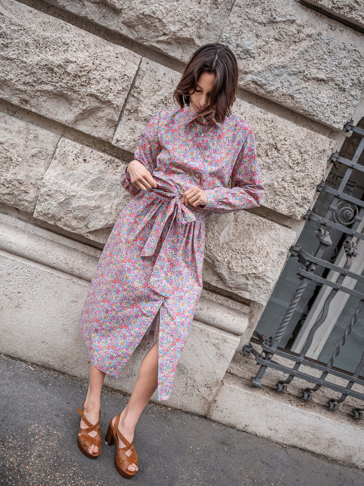 Sofia Dress in Blue Crepe de Chine