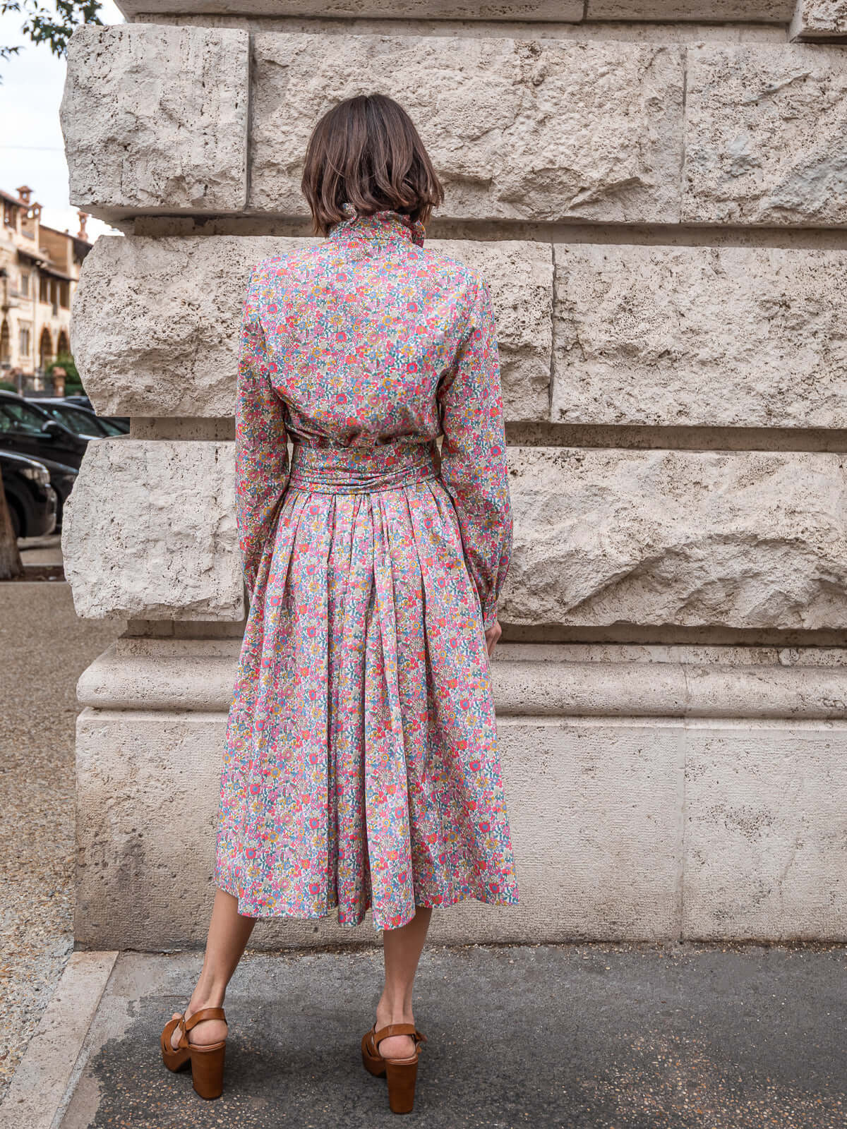 Sofia Dress in Blue Crepe de Chine