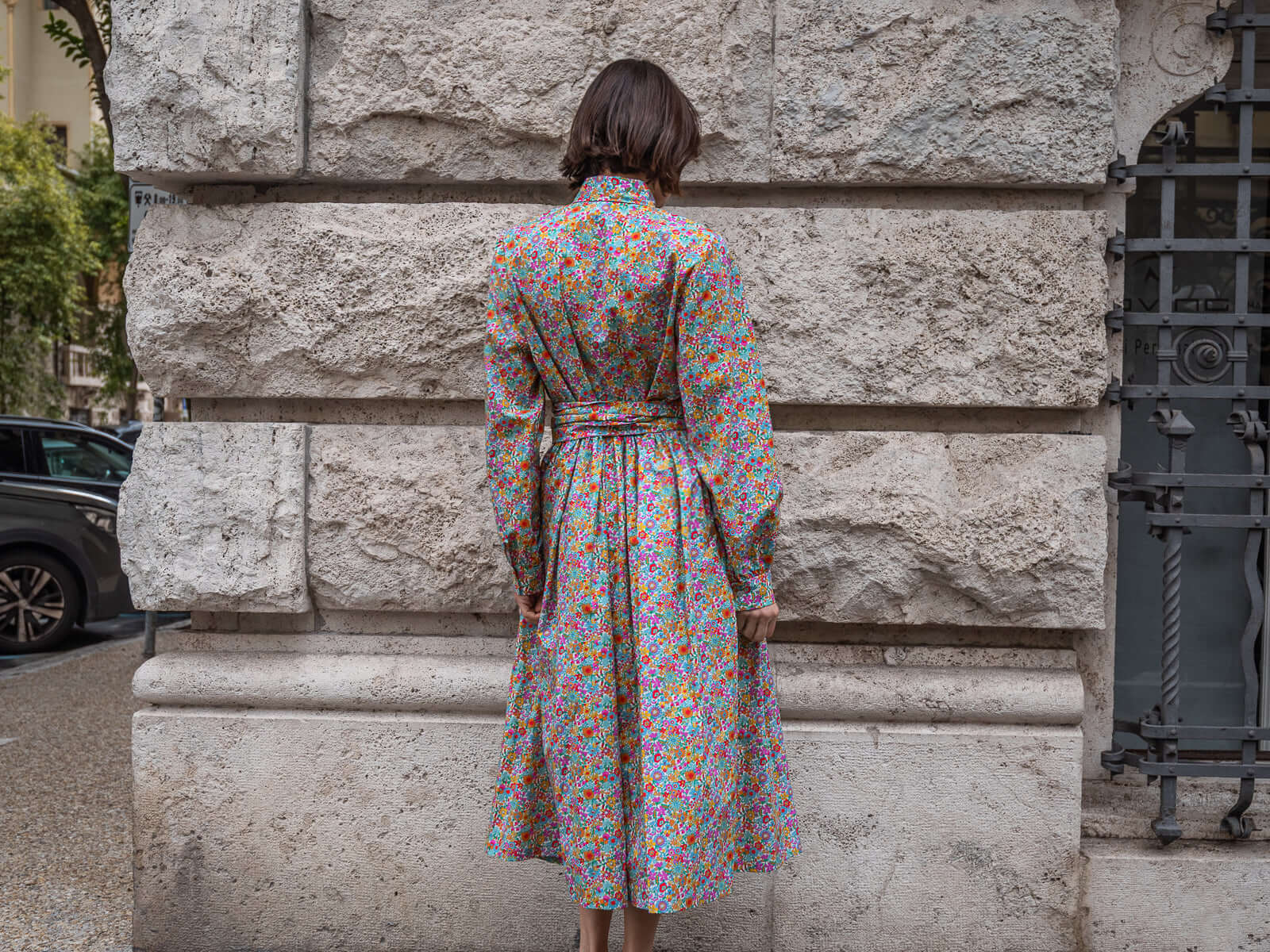 Sofia Dress in Blue Crepe de Chine