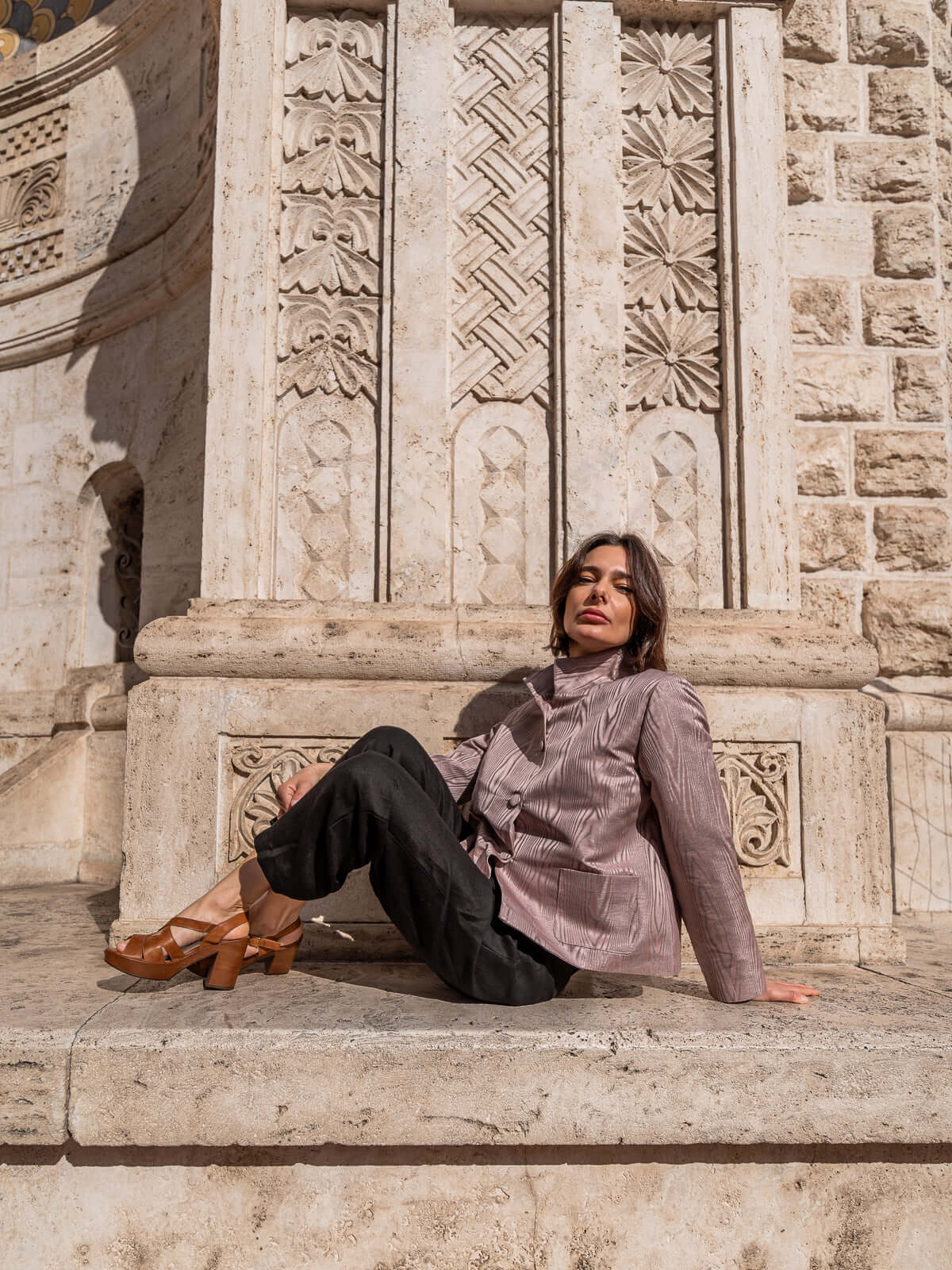 Giacca Calla in Mikado Rosa e Argento | Atelier Floralia