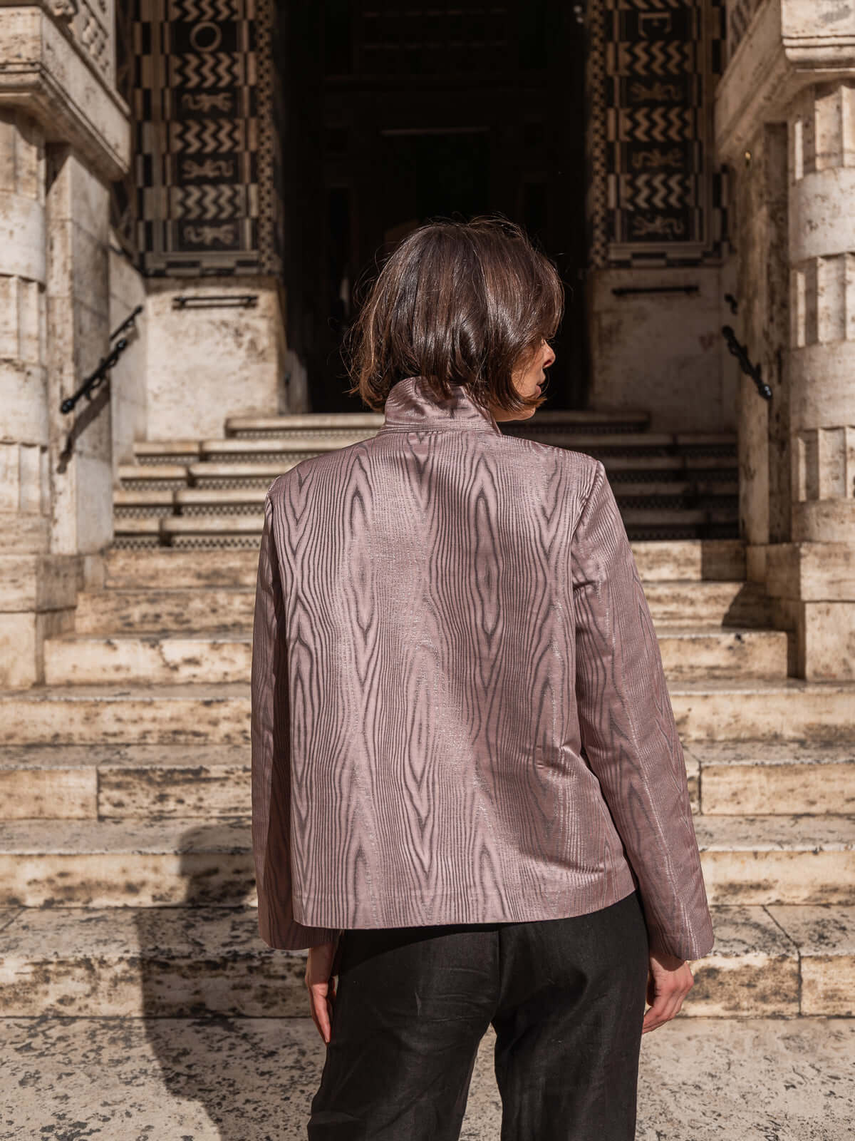 Giacca Calla in Mikado Rosa e Argento | Atelier Floralia