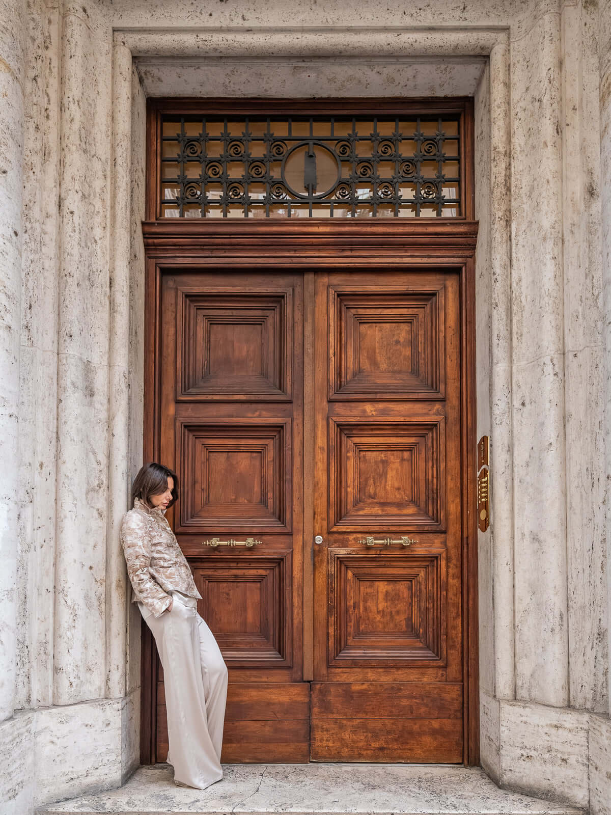 Giacca Calla in Jacquard Tortora e Avorio | Atelier Floralia