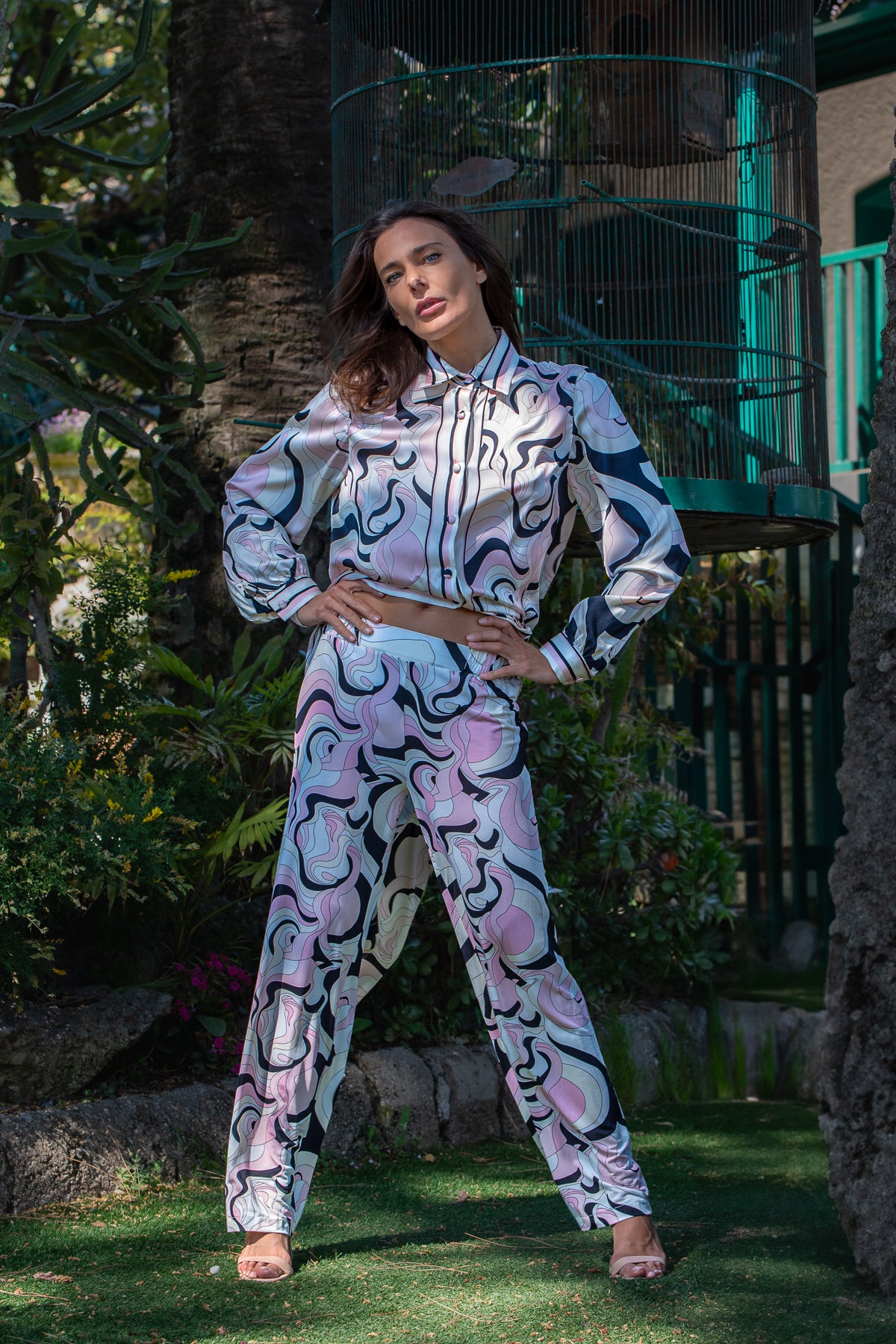 Chemisier Diana in seta Graffiti rosa