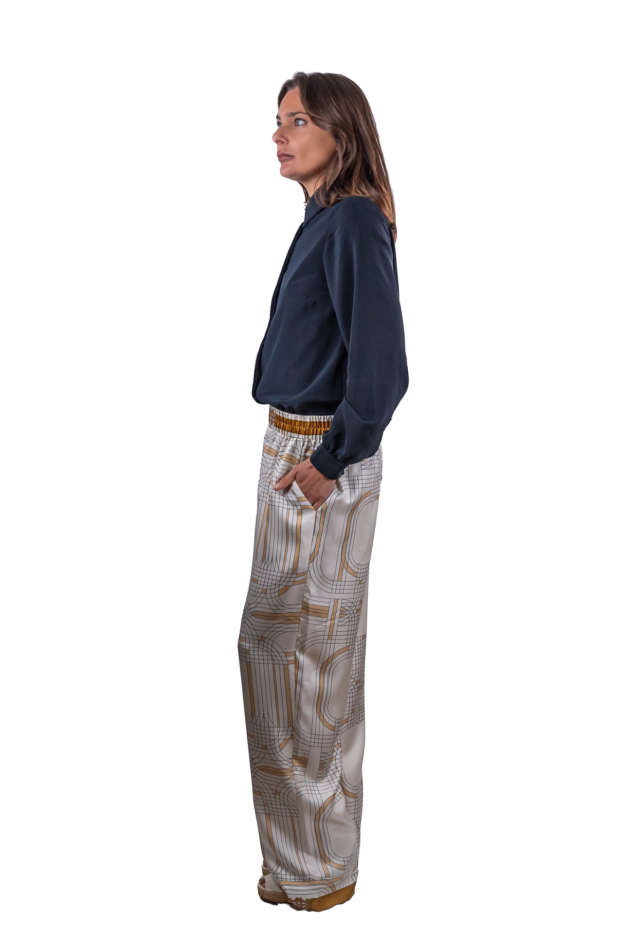 Pantalone Marlene in seta