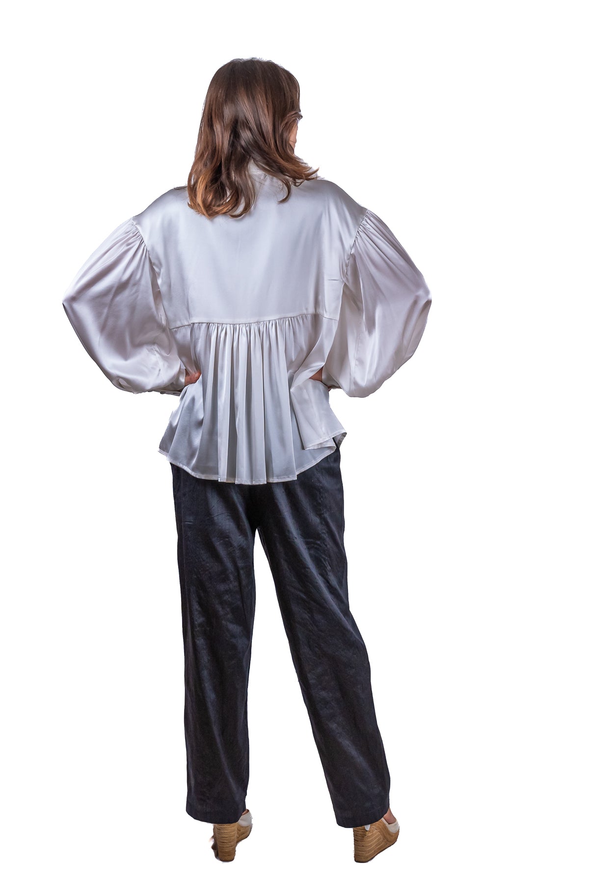 Camicia Ale in Raso di Seta bianca