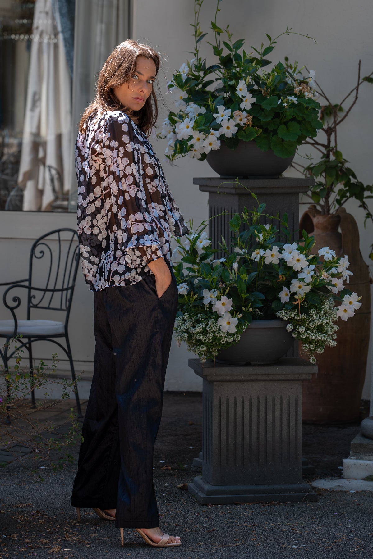 Blusa Letizia Riflessi petali in chiffon