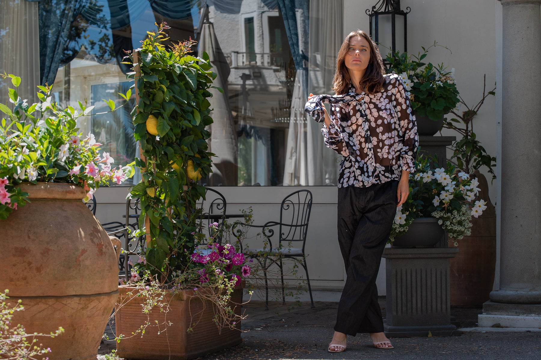 Blusa Letizia Riflessi petali in chiffon