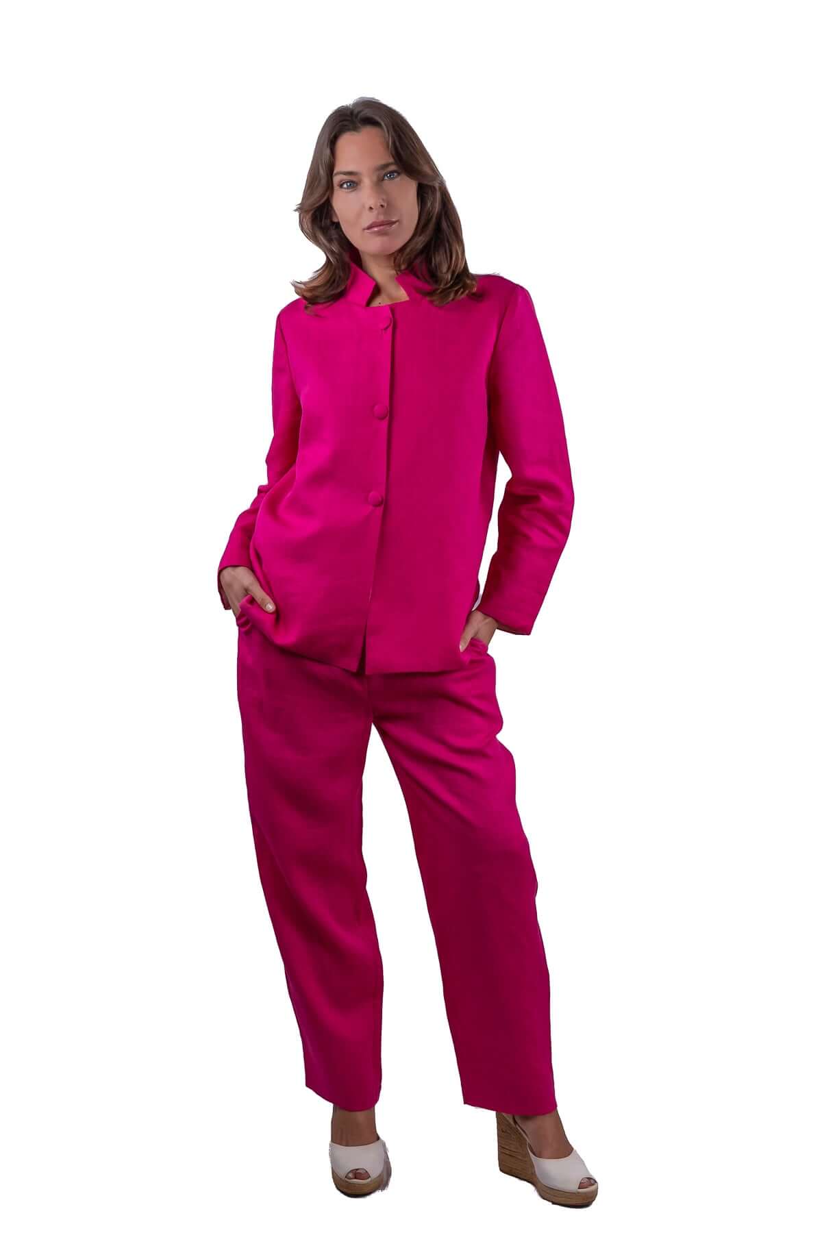 Completo Lino Fucsia