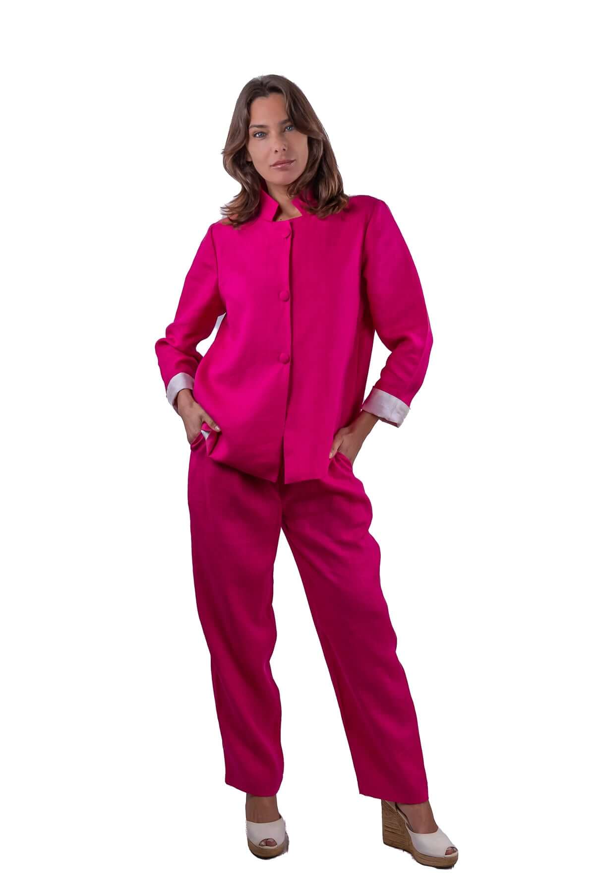 Giacca José in lino fucsia