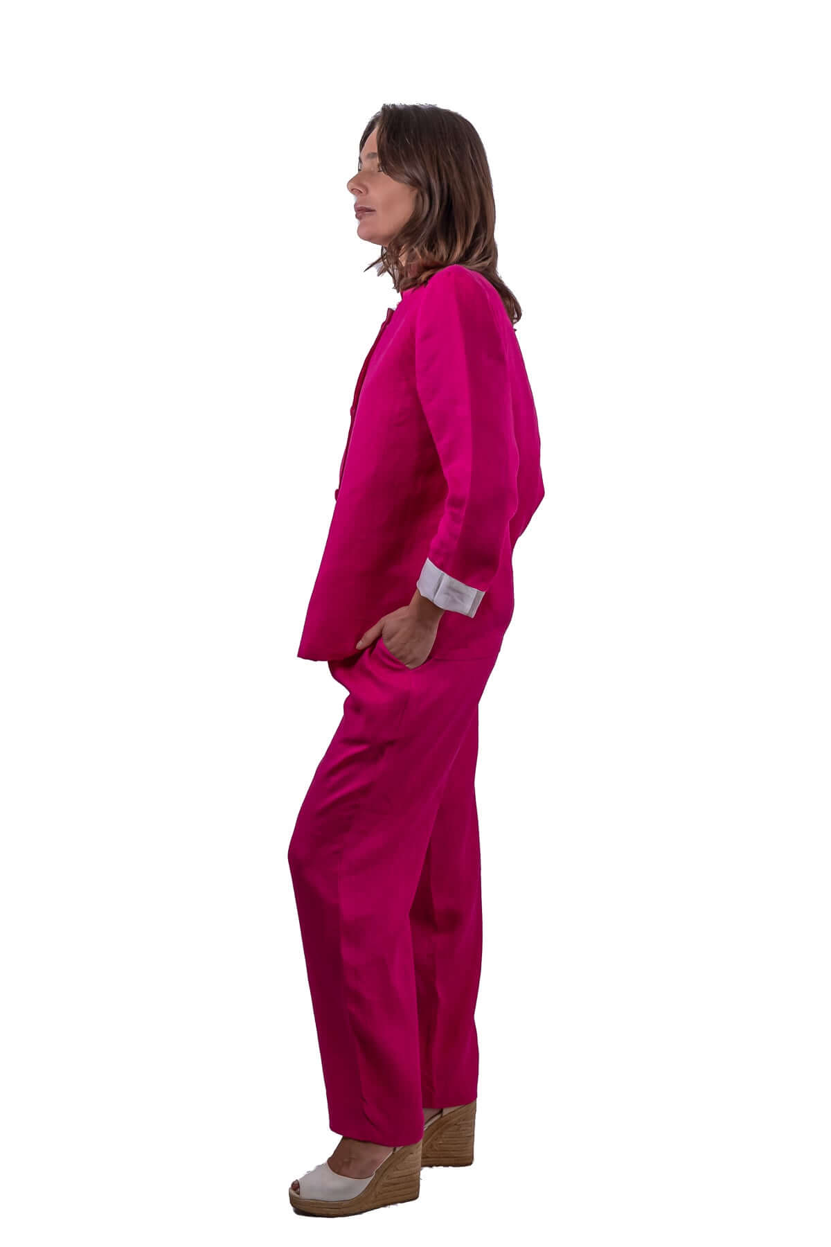 Giacca José in lino fucsia