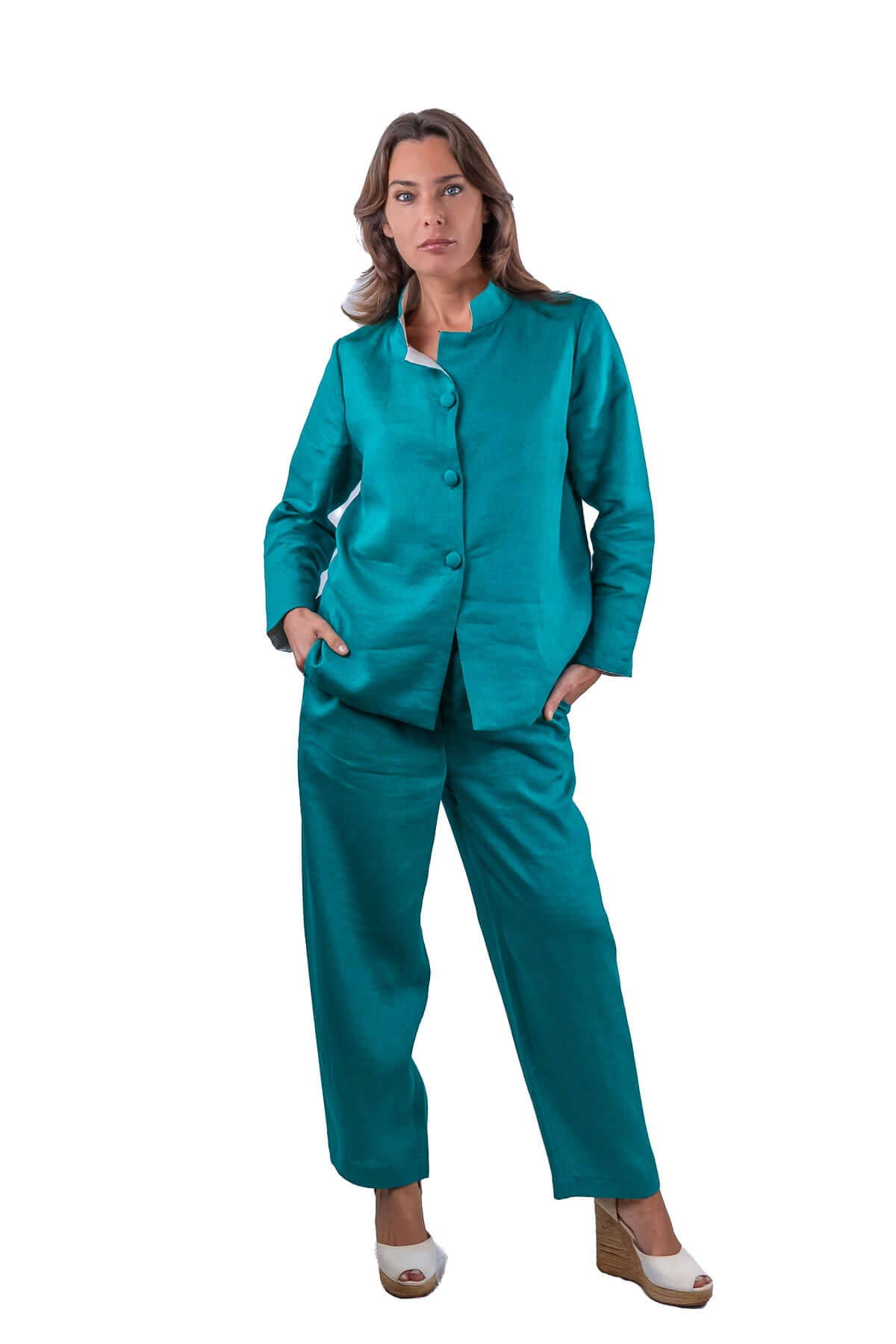 José jacket in green linen