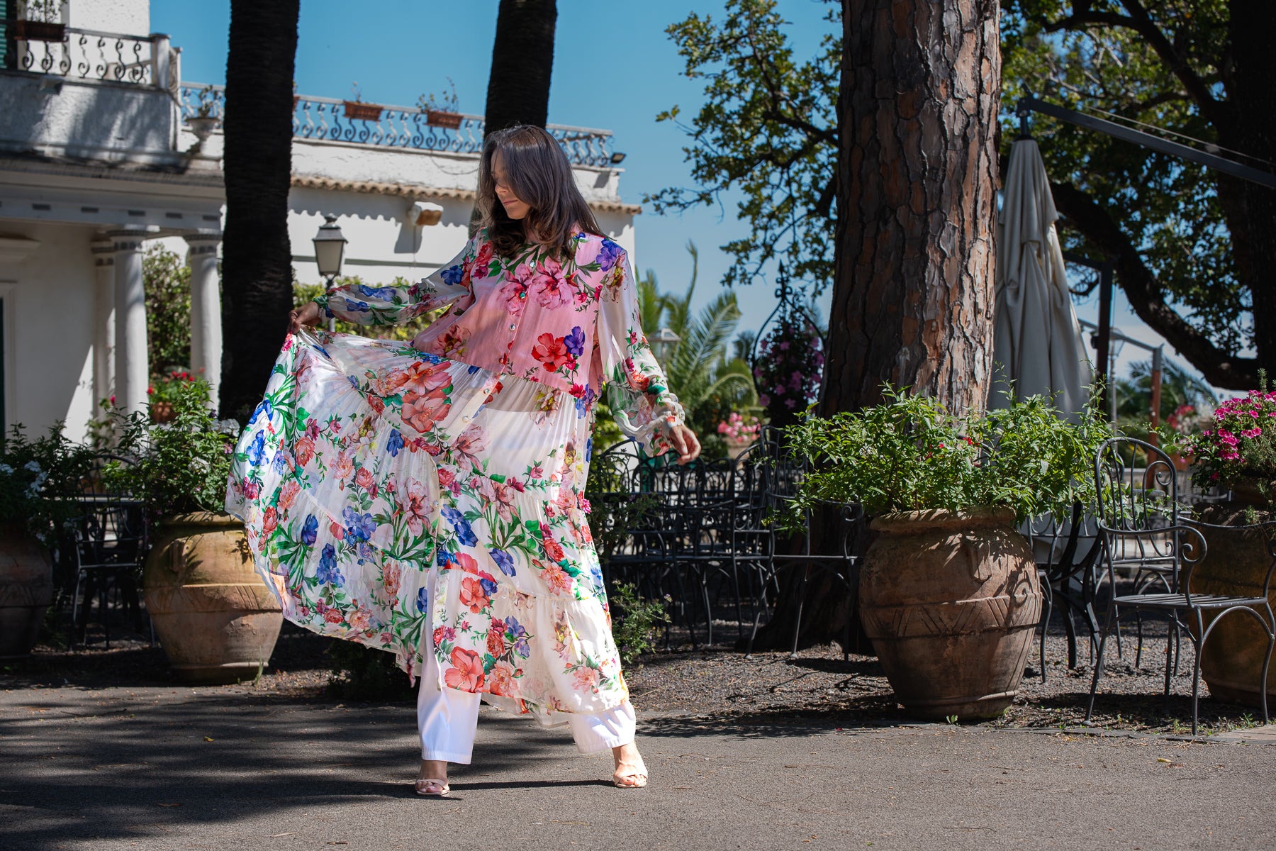 Abito Carla in seta chiffon giardini di ninfa