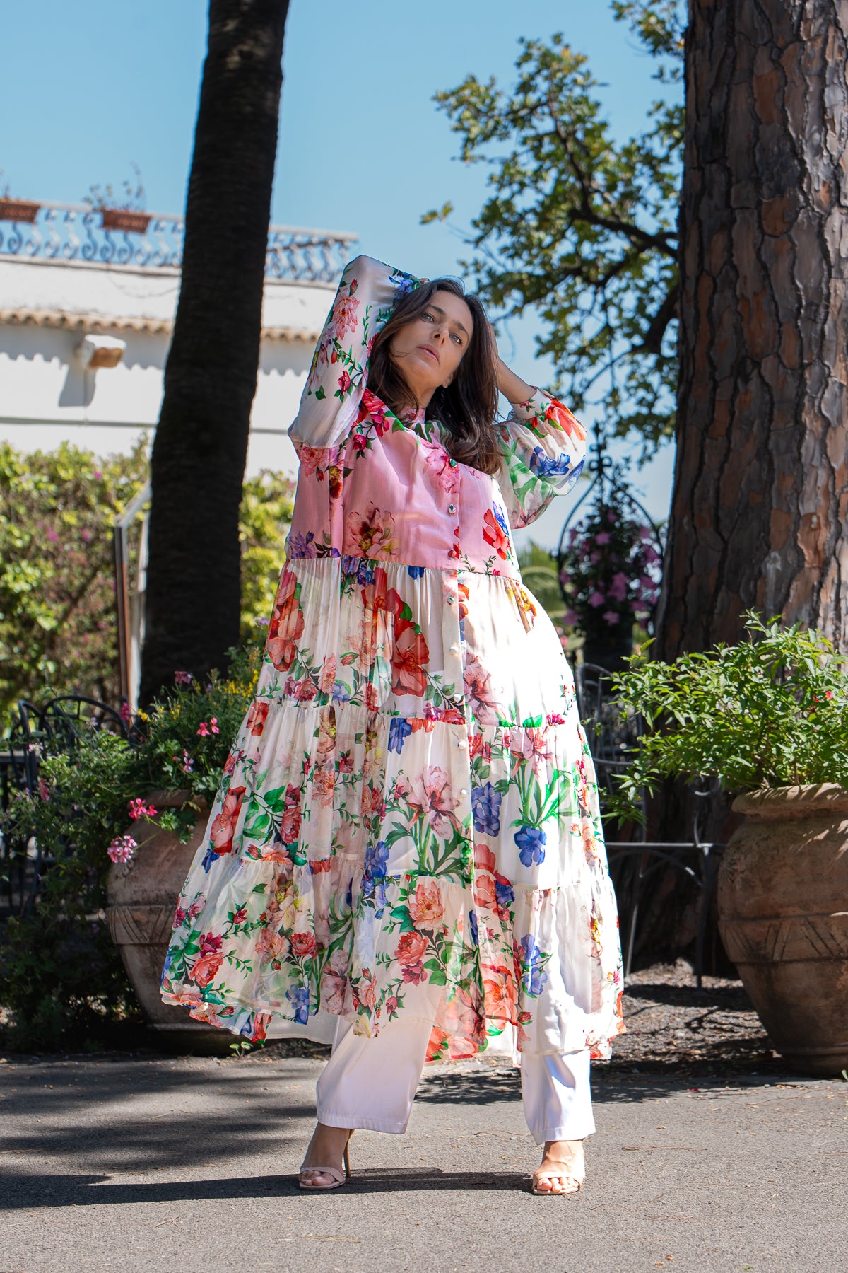Abito Carla in seta chiffon giardini di ninfa