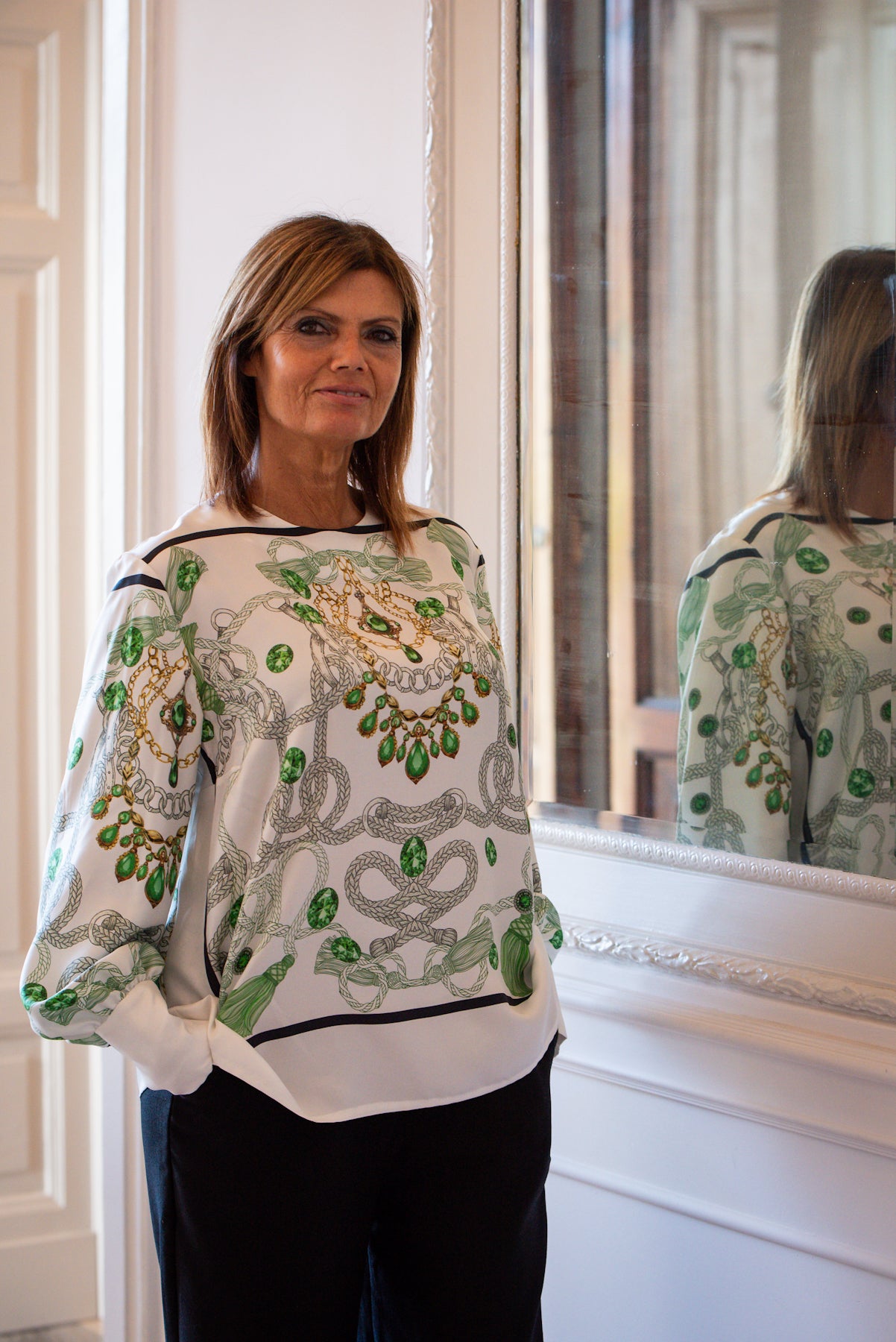 Blusa Elisabeth in twill di seta Smeraldo