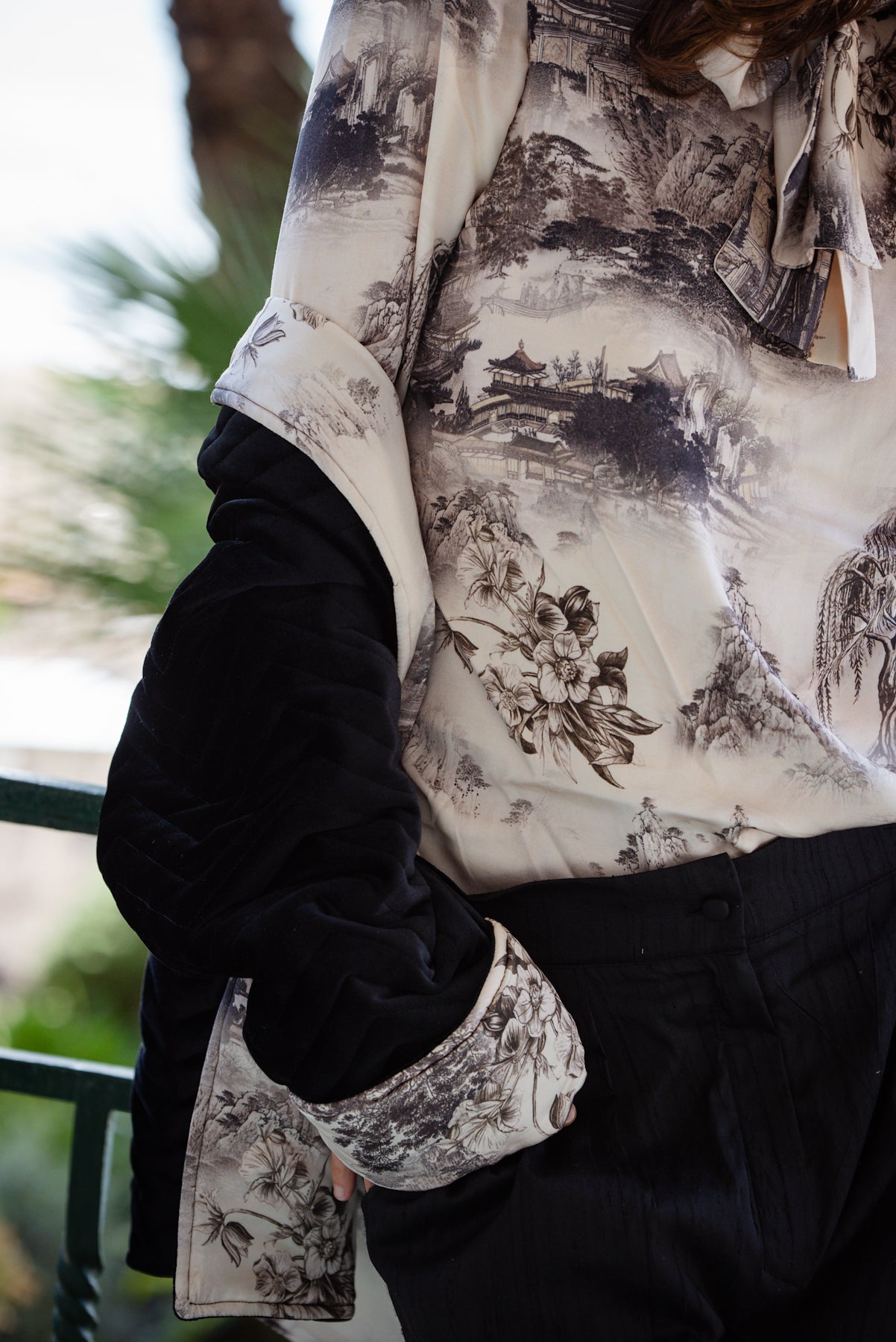 Piumino Reglan Reverso in Velluto e crema Oriente