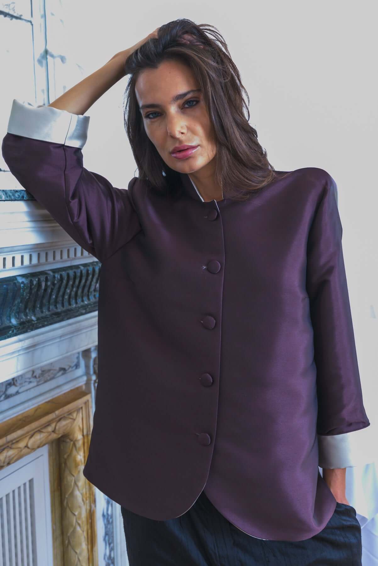 Giacca Mikado Borgogna