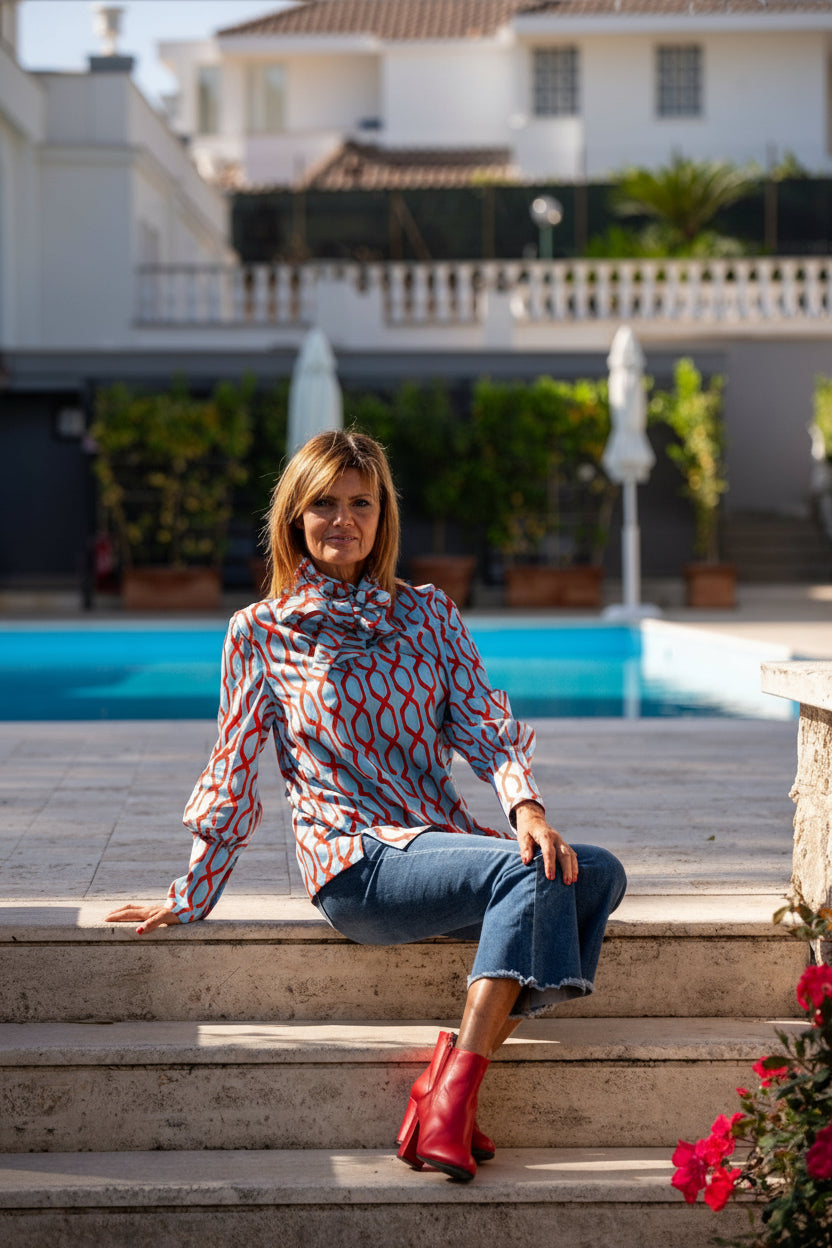 Blusa danza rossa con foulard