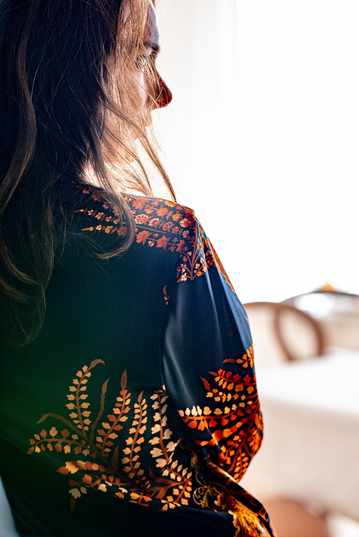 Chemisier in Seta con Dettagli in Velluto Delhi