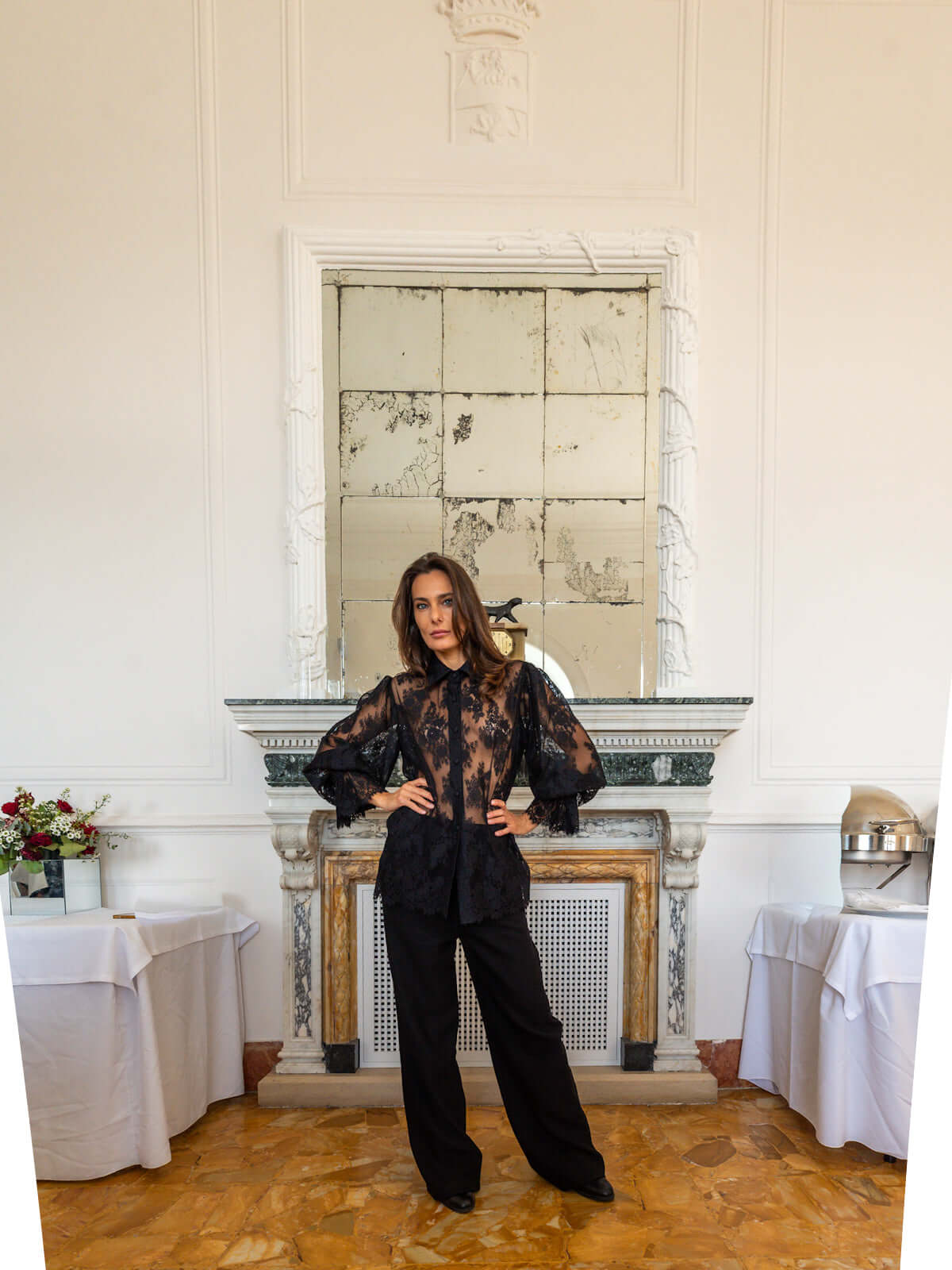 Camicia in Chantilly nera