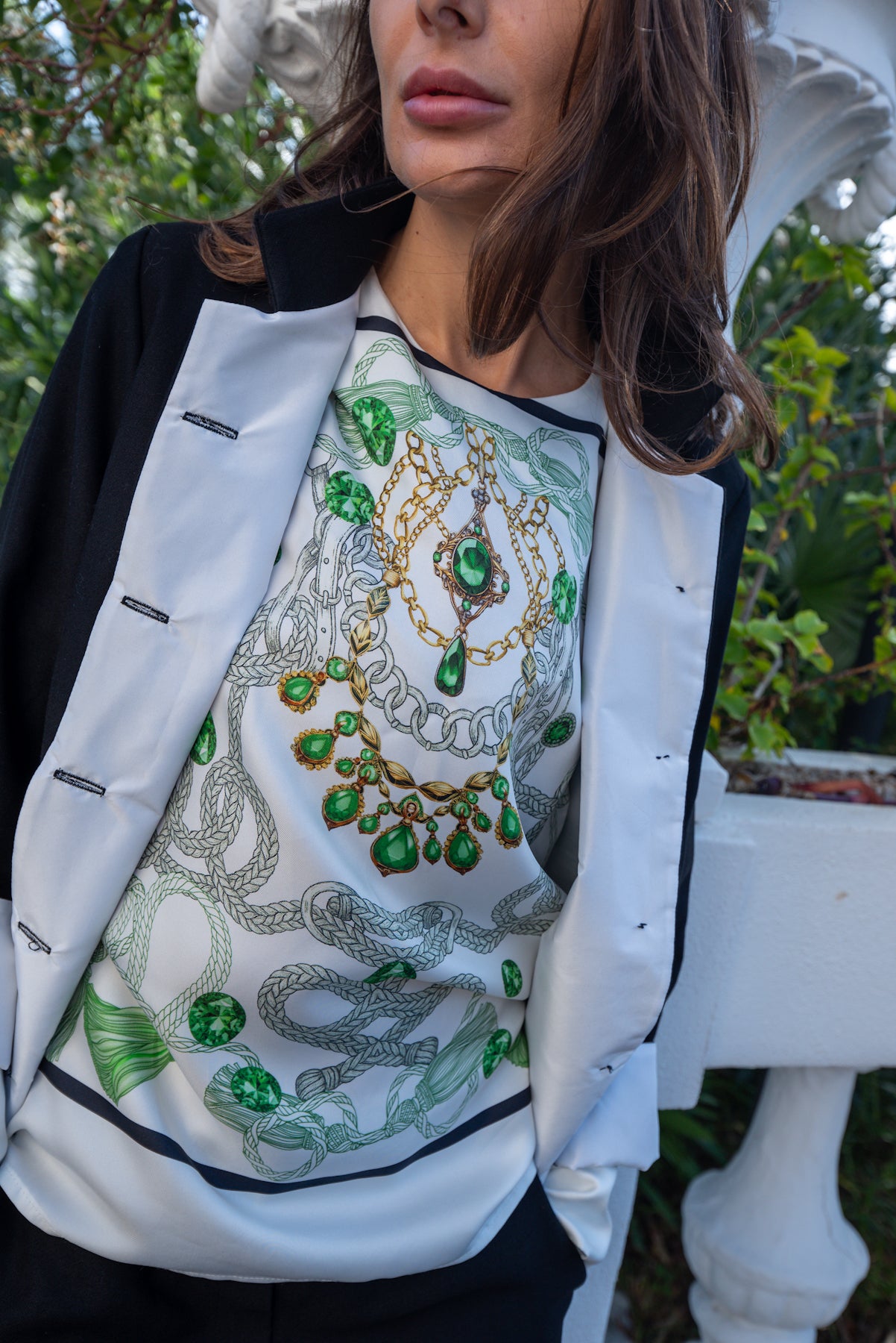 Blusa Elisabeth in twill di seta Smeraldo