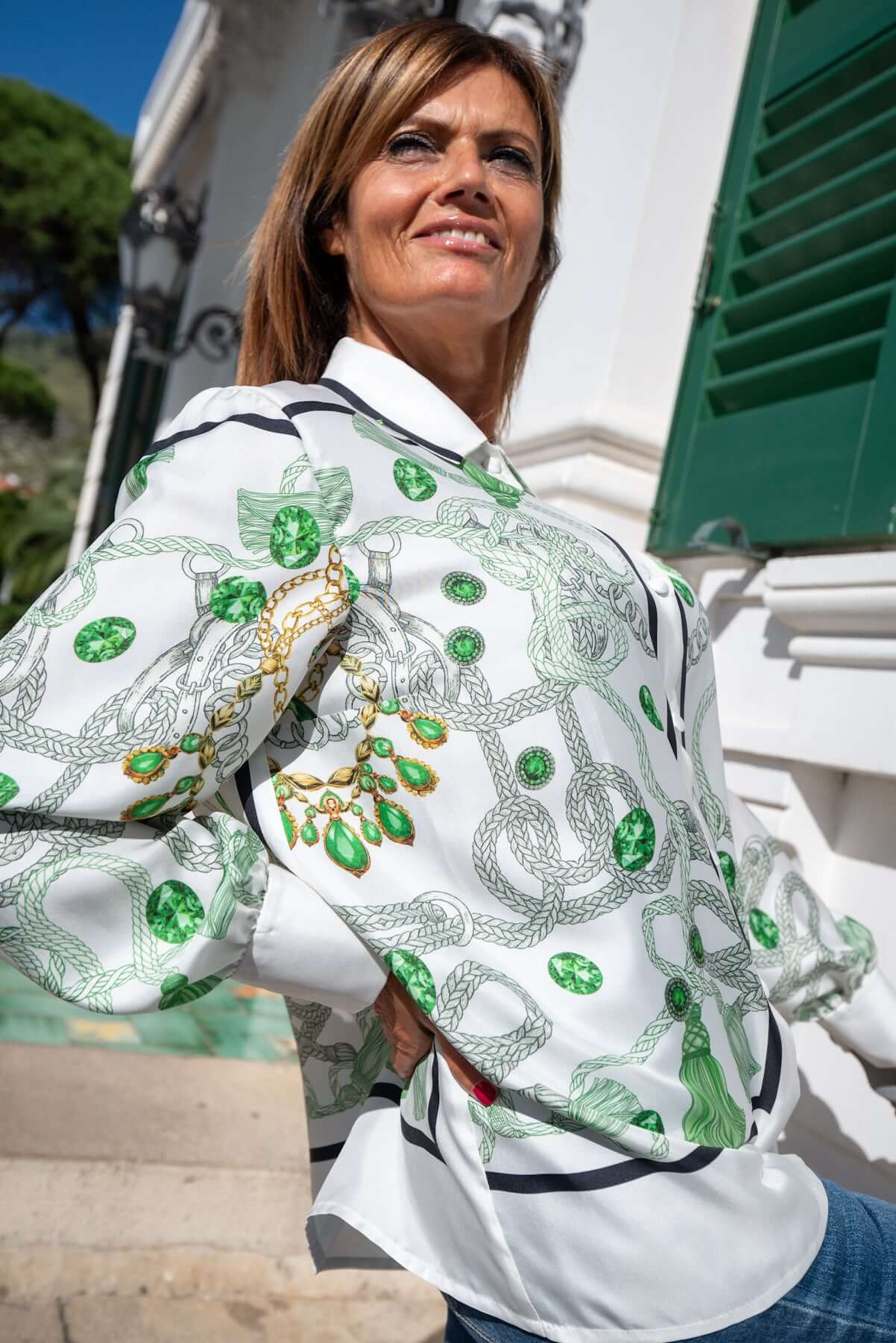 Camicia Elisabeth in twill di seta Smeraldo