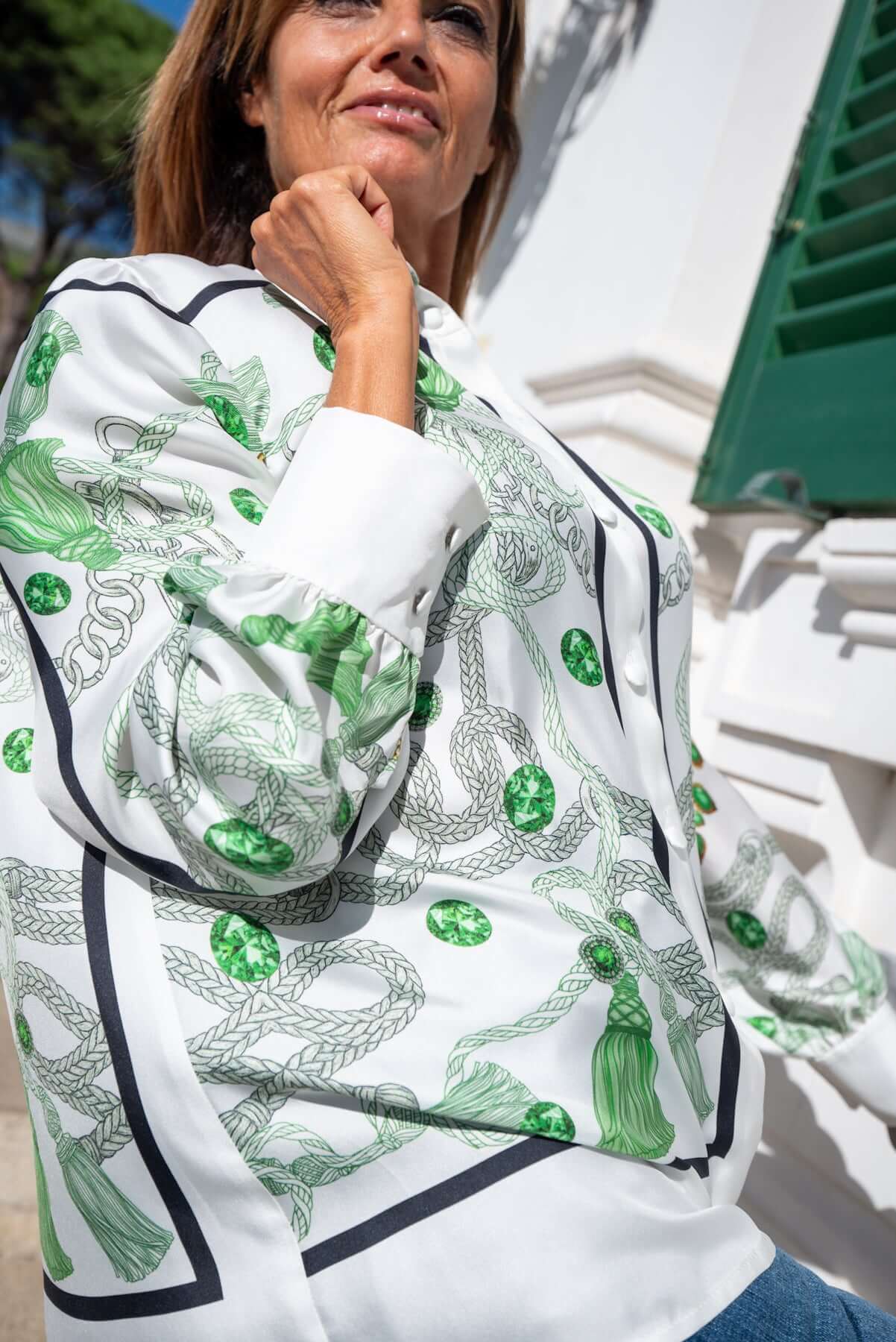 Camicia Elisabeth in twill di seta Smeraldo