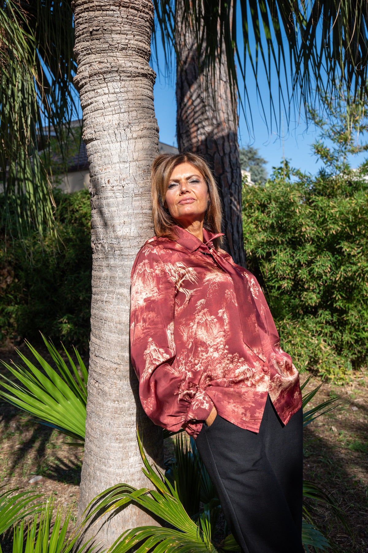 Camicia oriente abbottonatura Frontale Borgogna