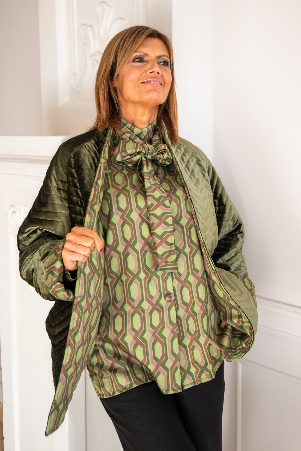 Blusa danza verde con foulard