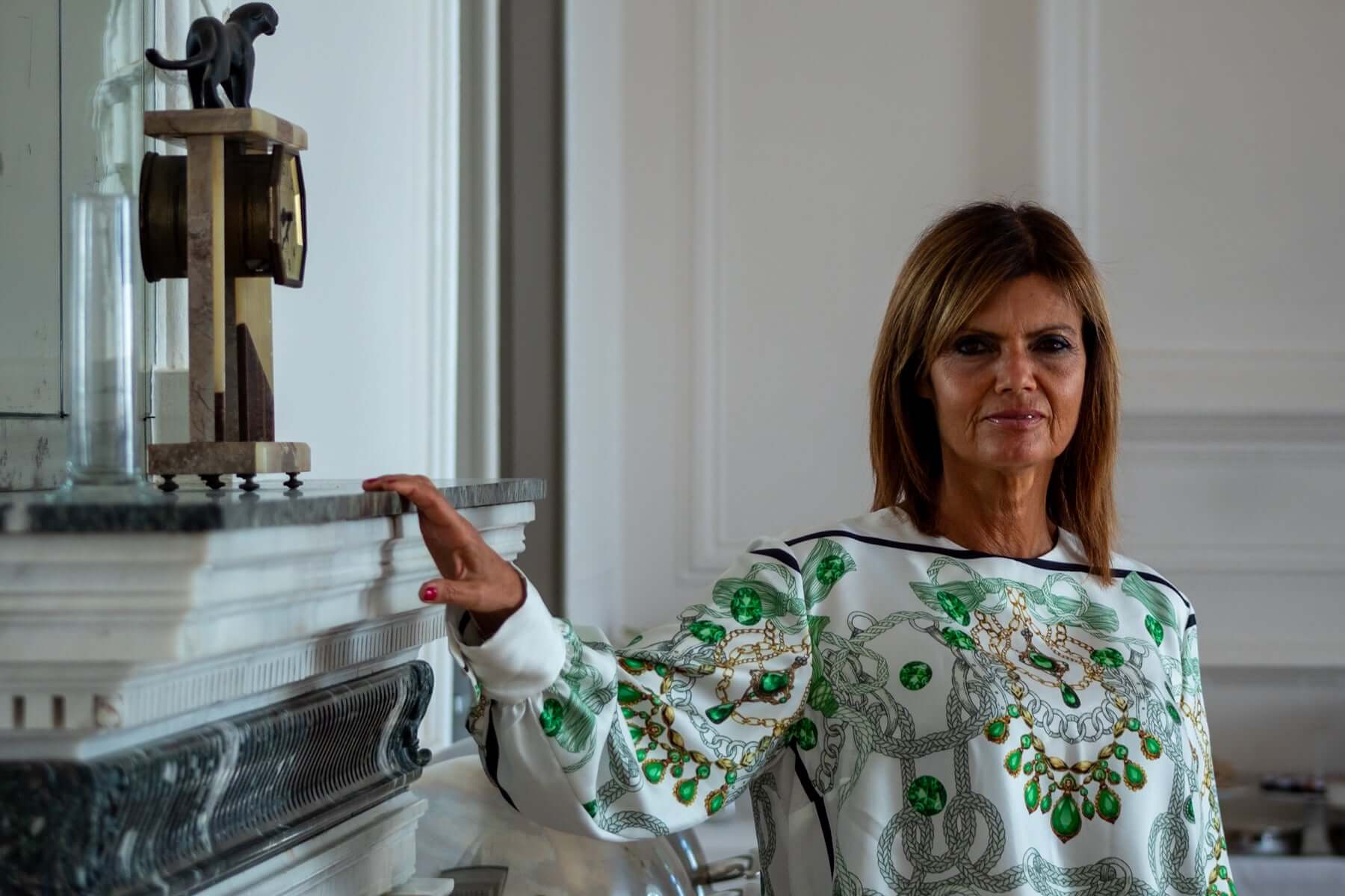 Blusa Elisabeth in twill di seta smeraldo