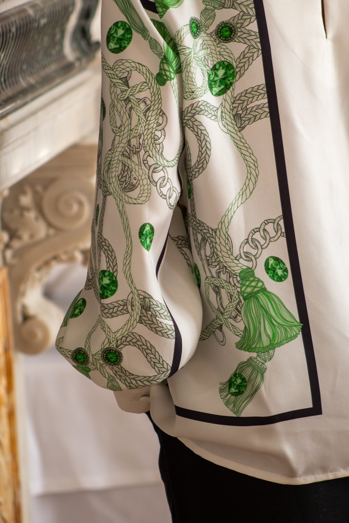 Camicia Elisabeth in twill di seta Smeraldo