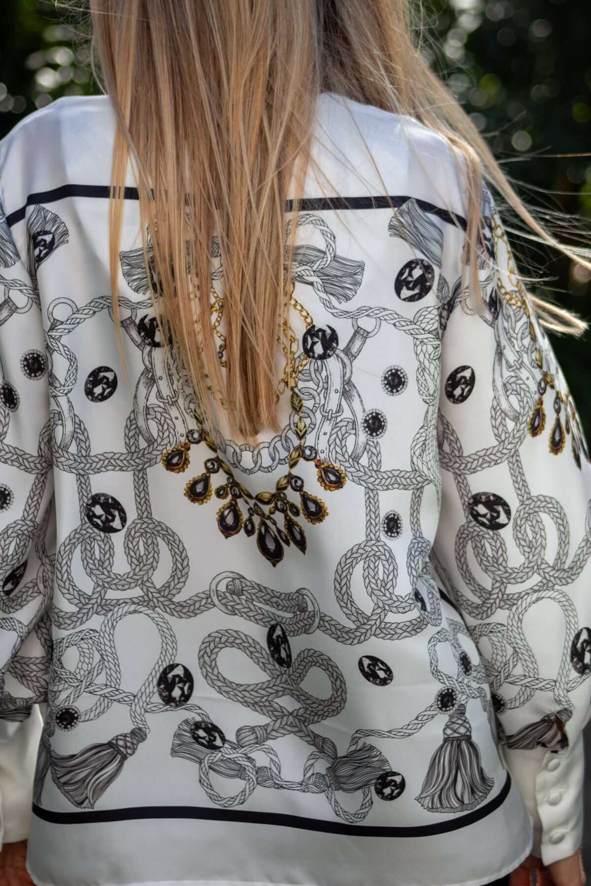 Blusa Elisabeth in twill di seta Onice