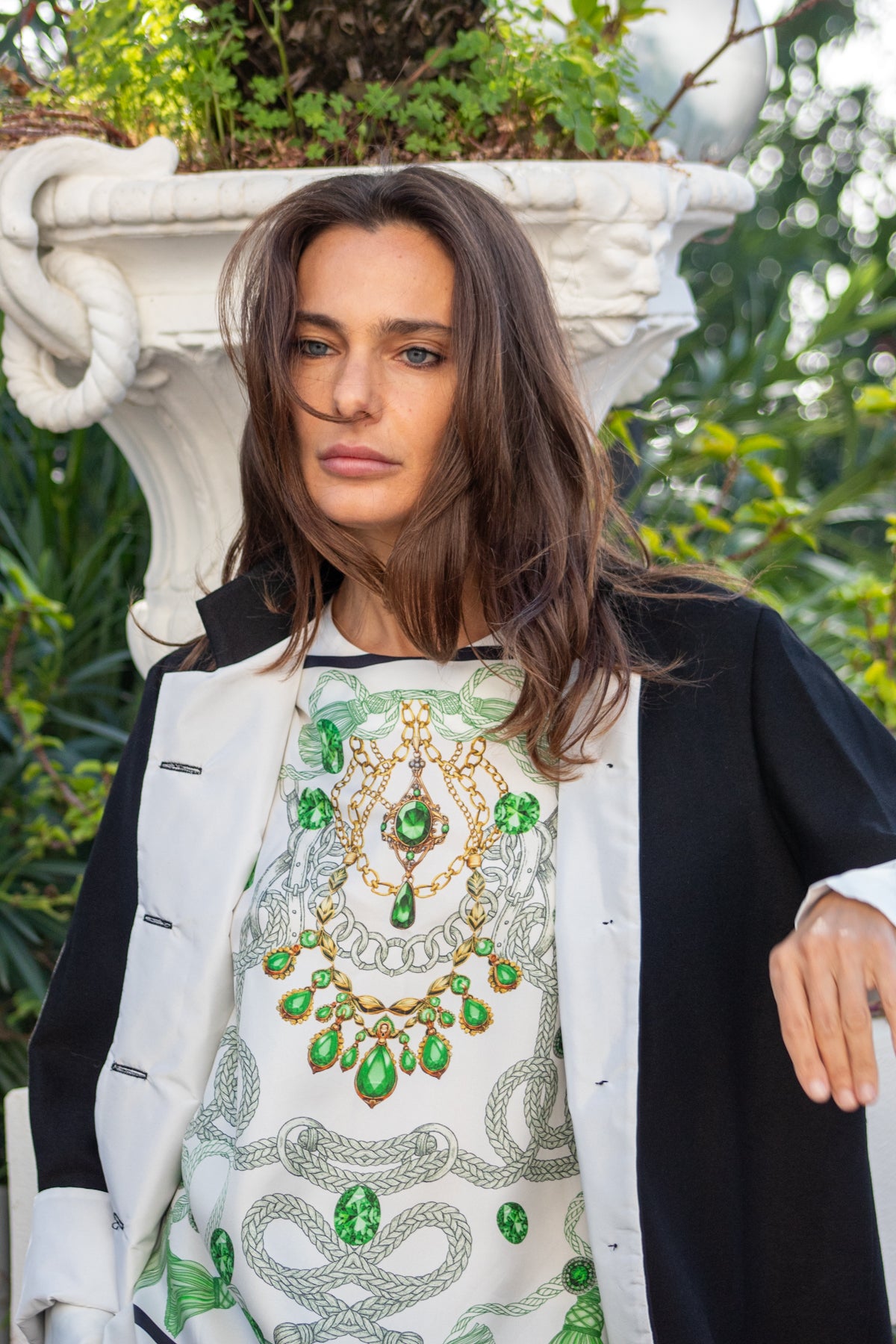 Blusa Elisabeth in twill di seta smeraldo