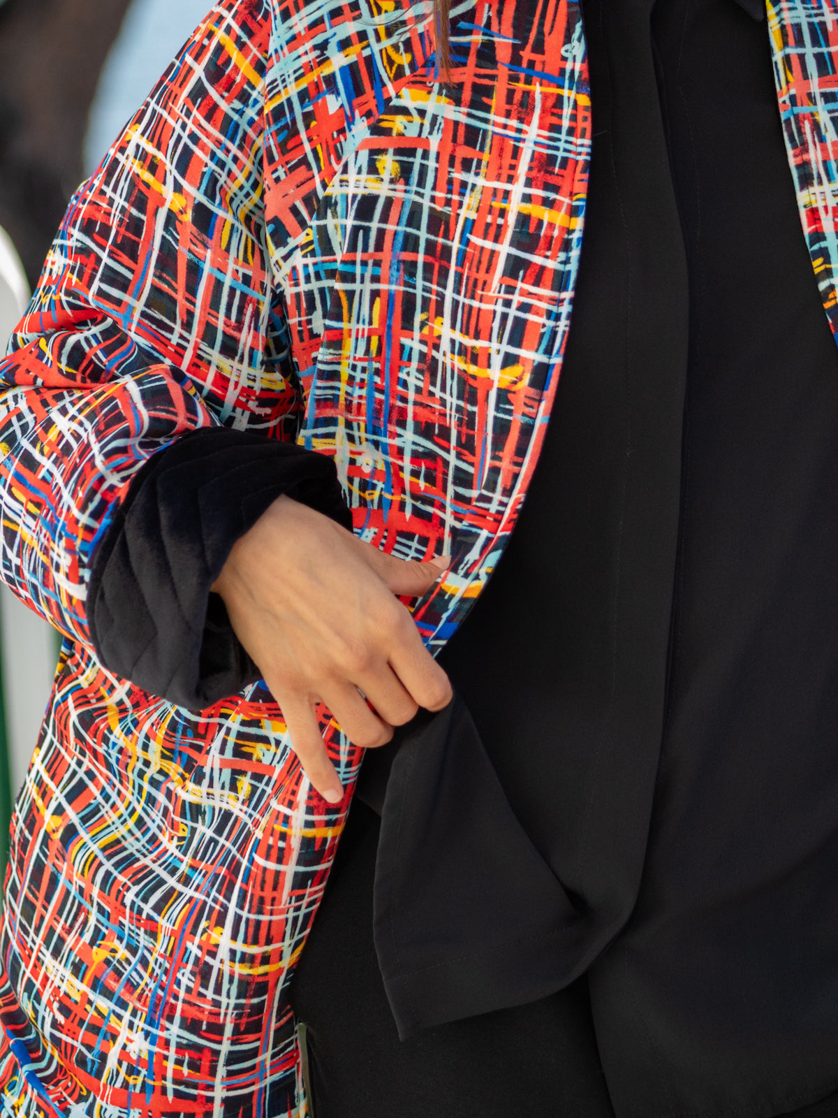 Piumino Reglan Reverso in Velluto nero artistico