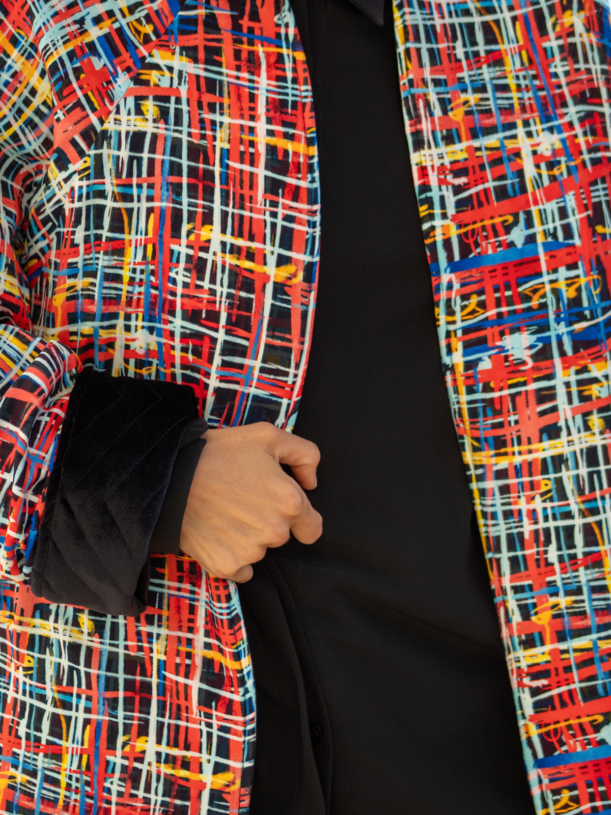 Piumino Reglan Reverso in Velluto nero artistico