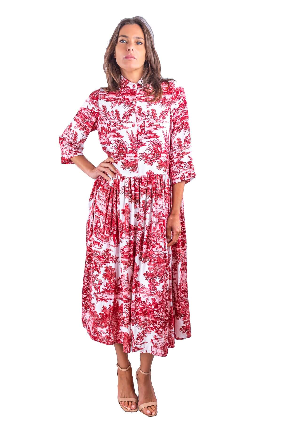 Abito Sofia stampa in Toile de Jouy