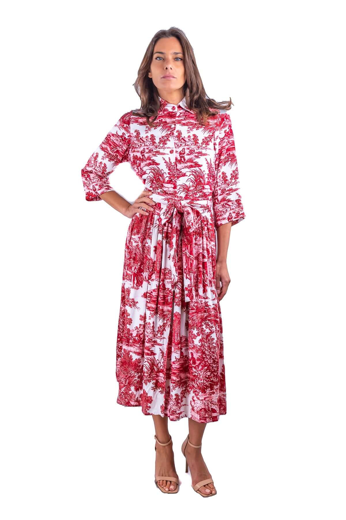 Abito Sofia stampa in Toile de Jouy