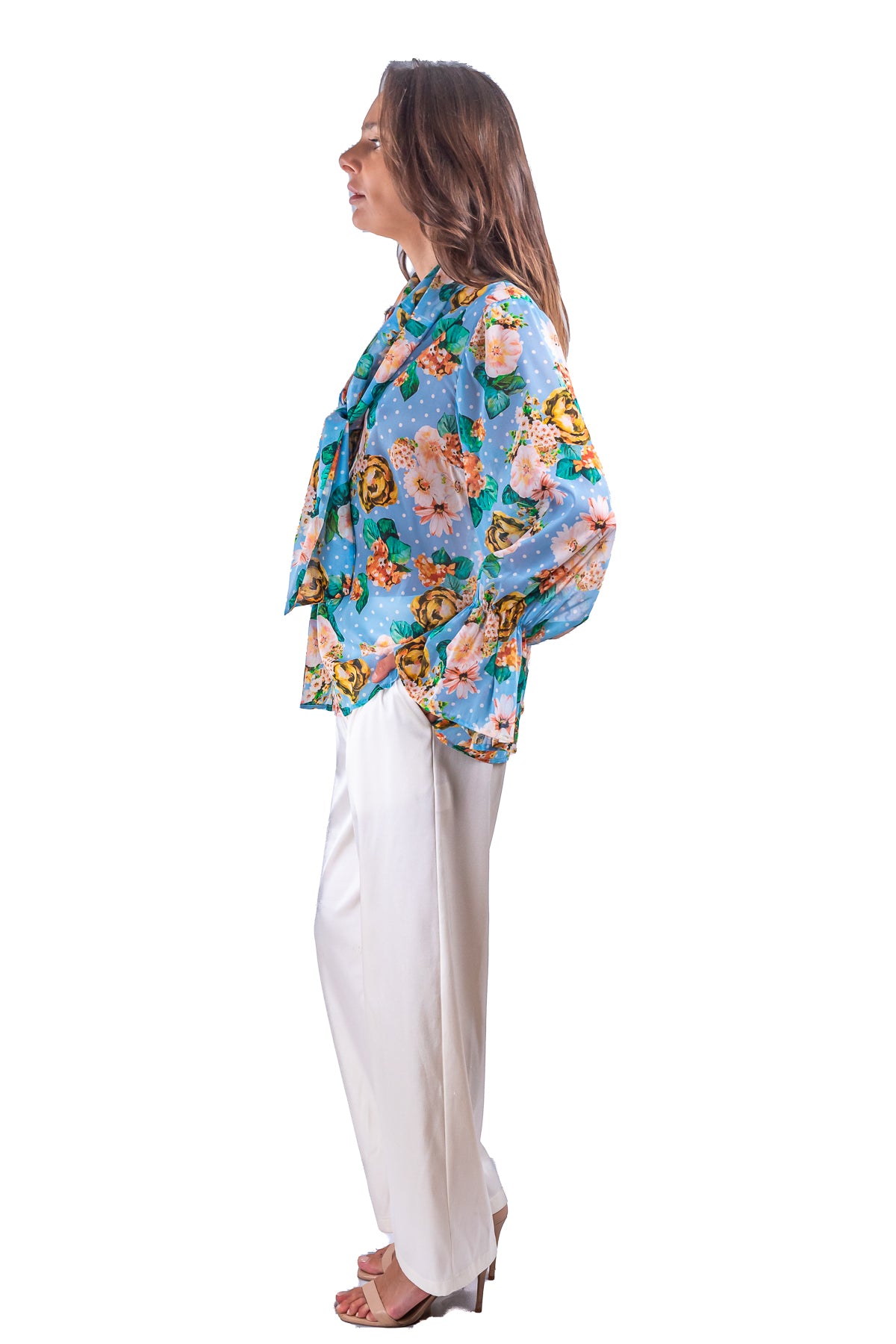 Blusa Letizia Cielo in fiore in chiffon