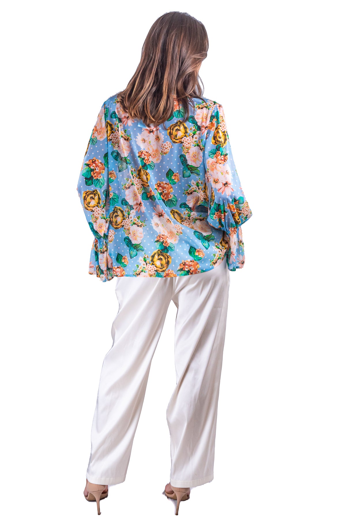 Blusa Letizia Cielo in fiore in chiffon
