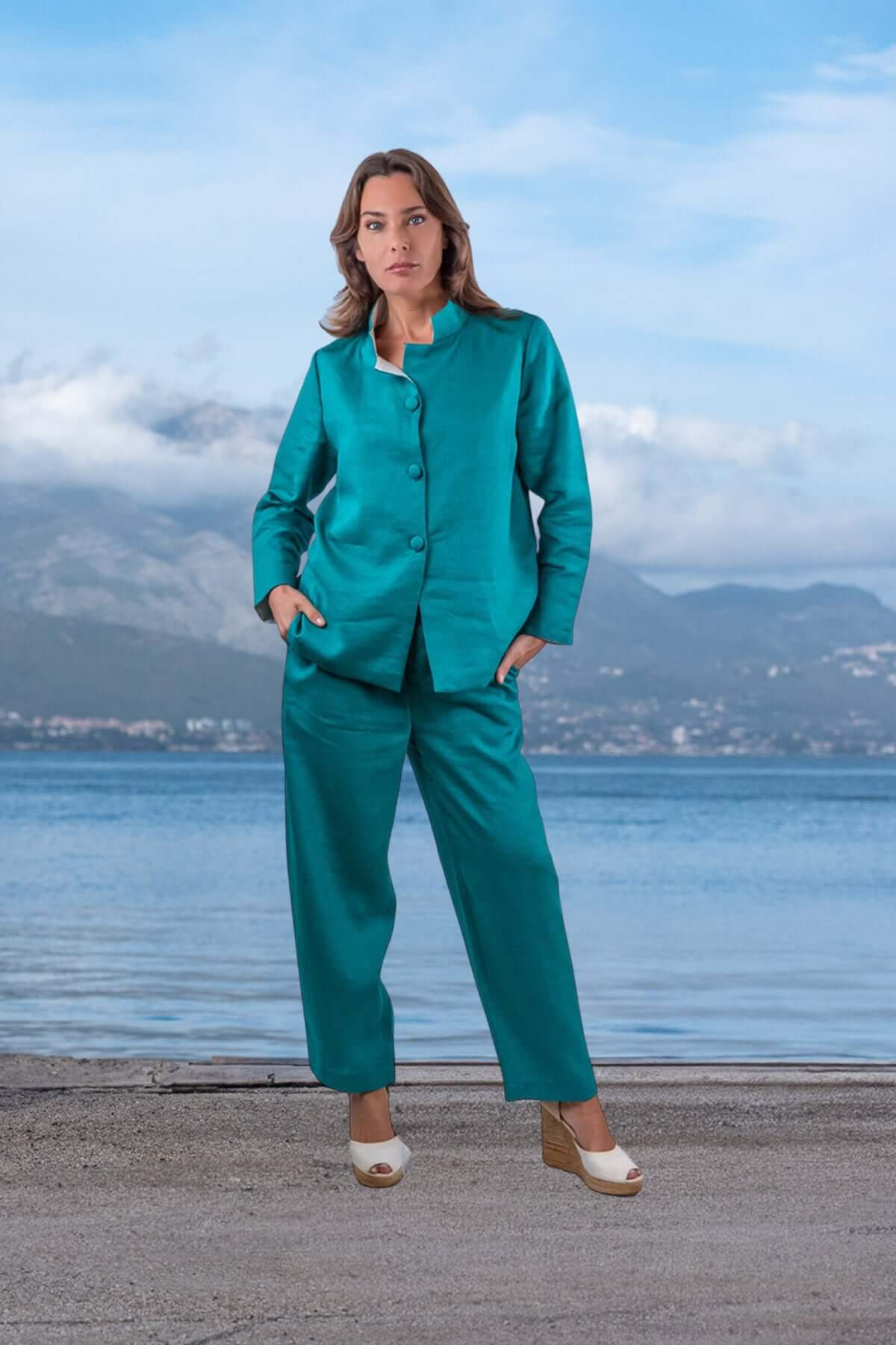 José jacket in green linen
